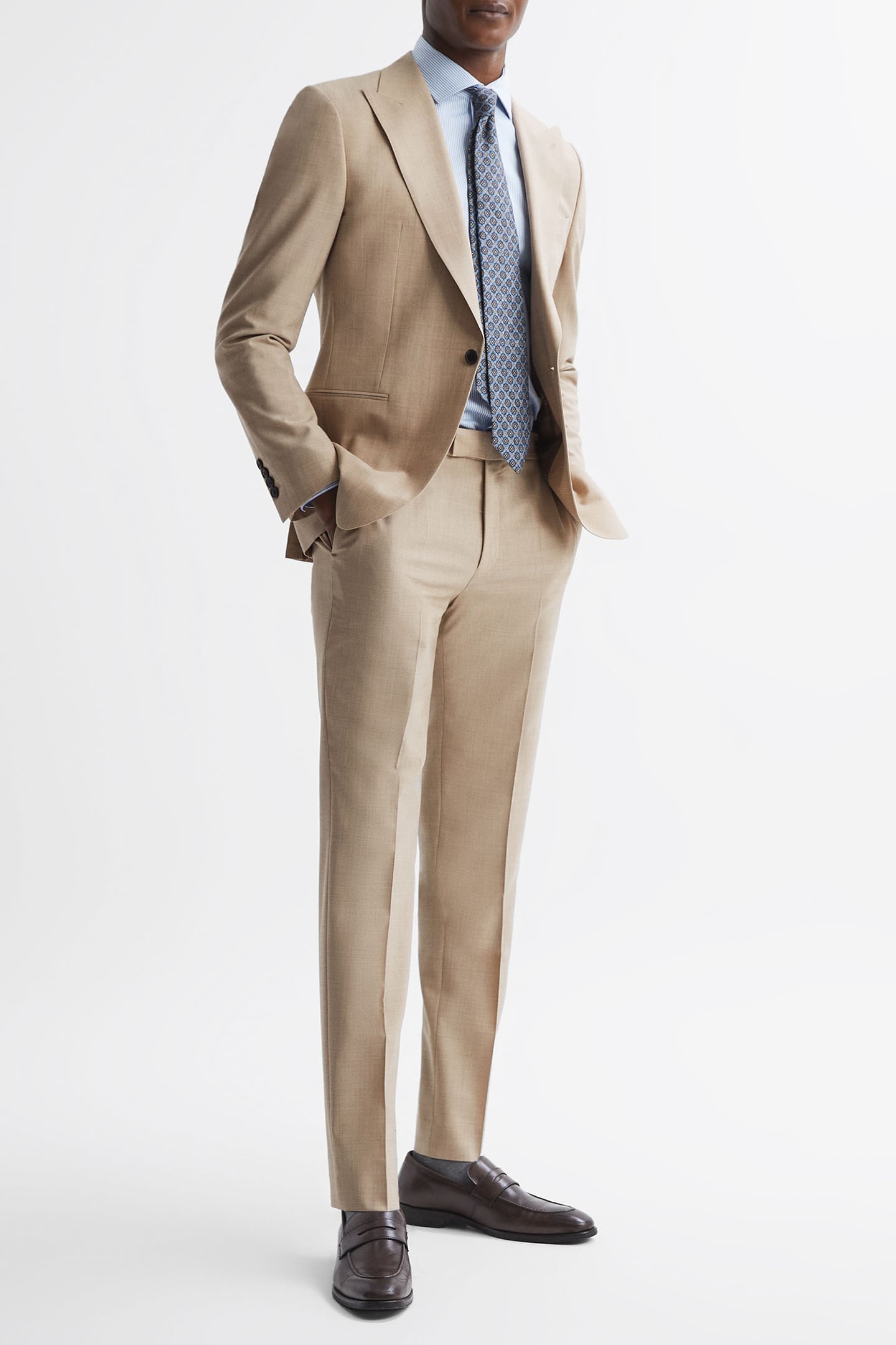 SB 1B PEAK WOOL BLAZER — OATMEAL 3