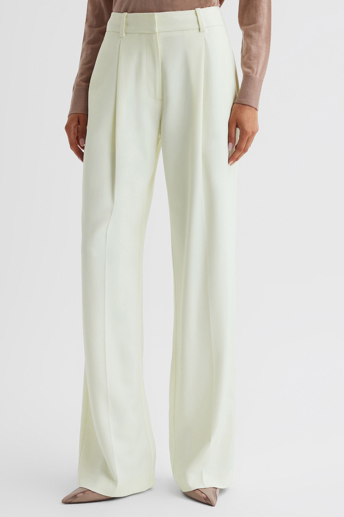 PALE YELLOW WIDE-LEG & FLARED PANTS — MID RISE 1