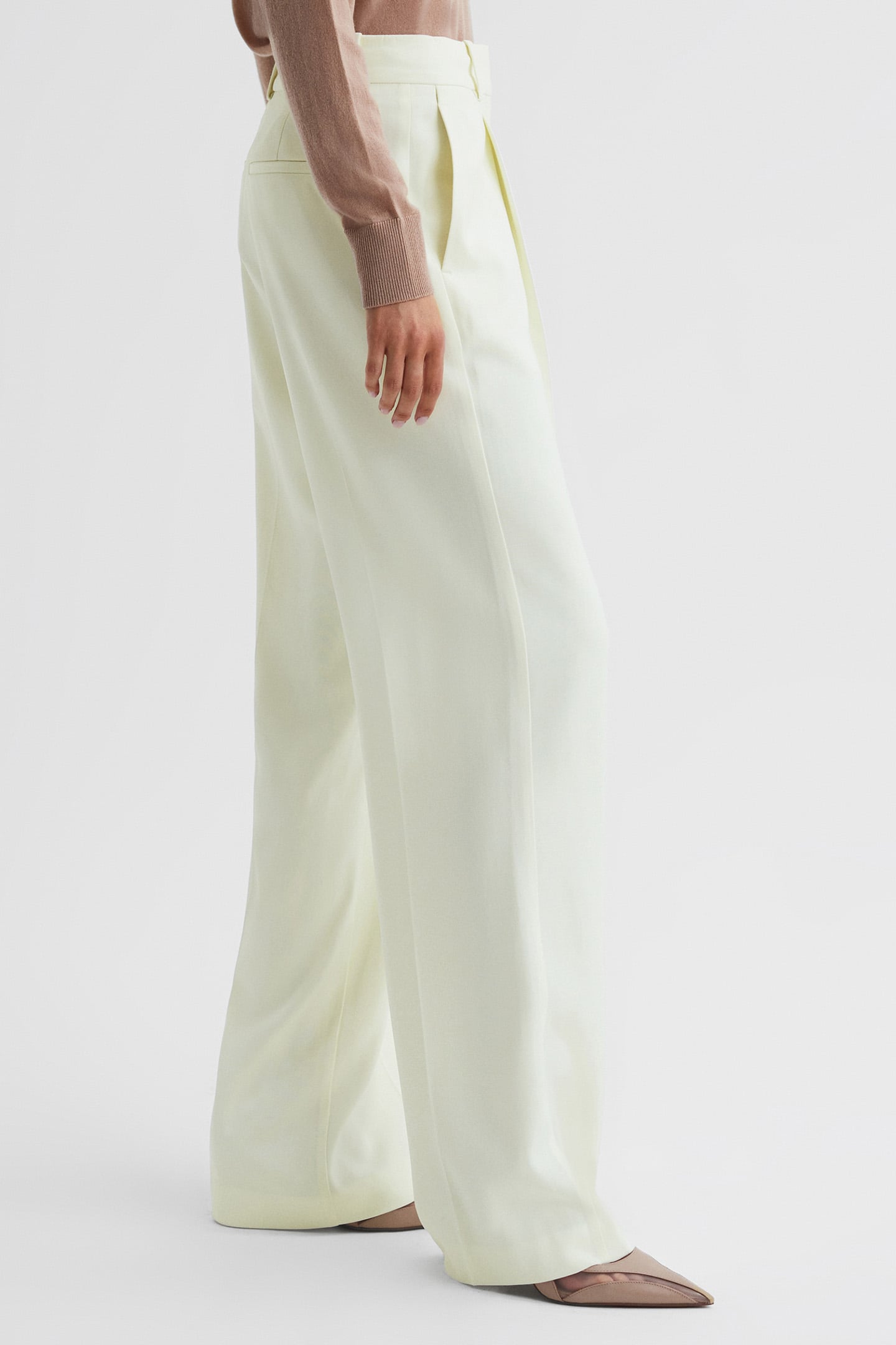 PALE YELLOW WIDE-LEG & FLARED PANTS — MID RISE 5