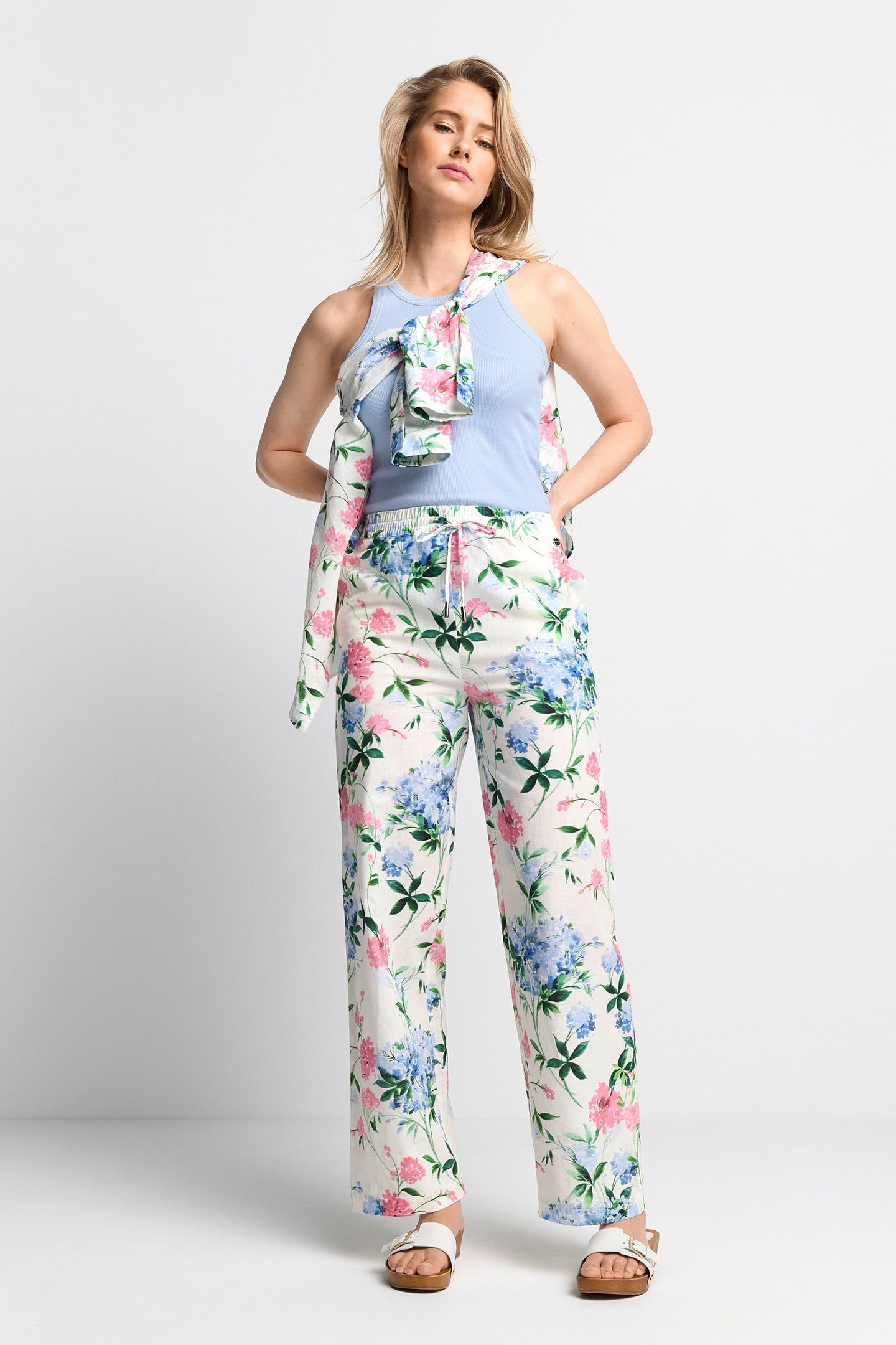 PRINTED LINEN PANTS SUSTAINABLE WHISPER WHITE 2