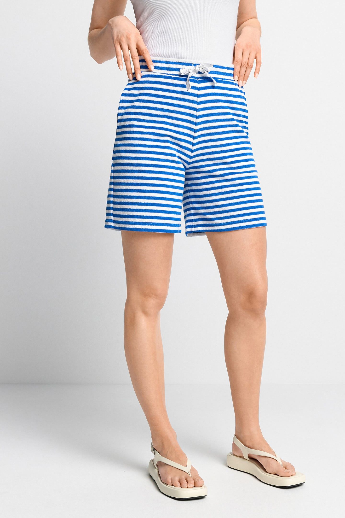 STRIPED FROTTEE SHORTS ORGANIC RECYCLED AZZURE BLUE 1