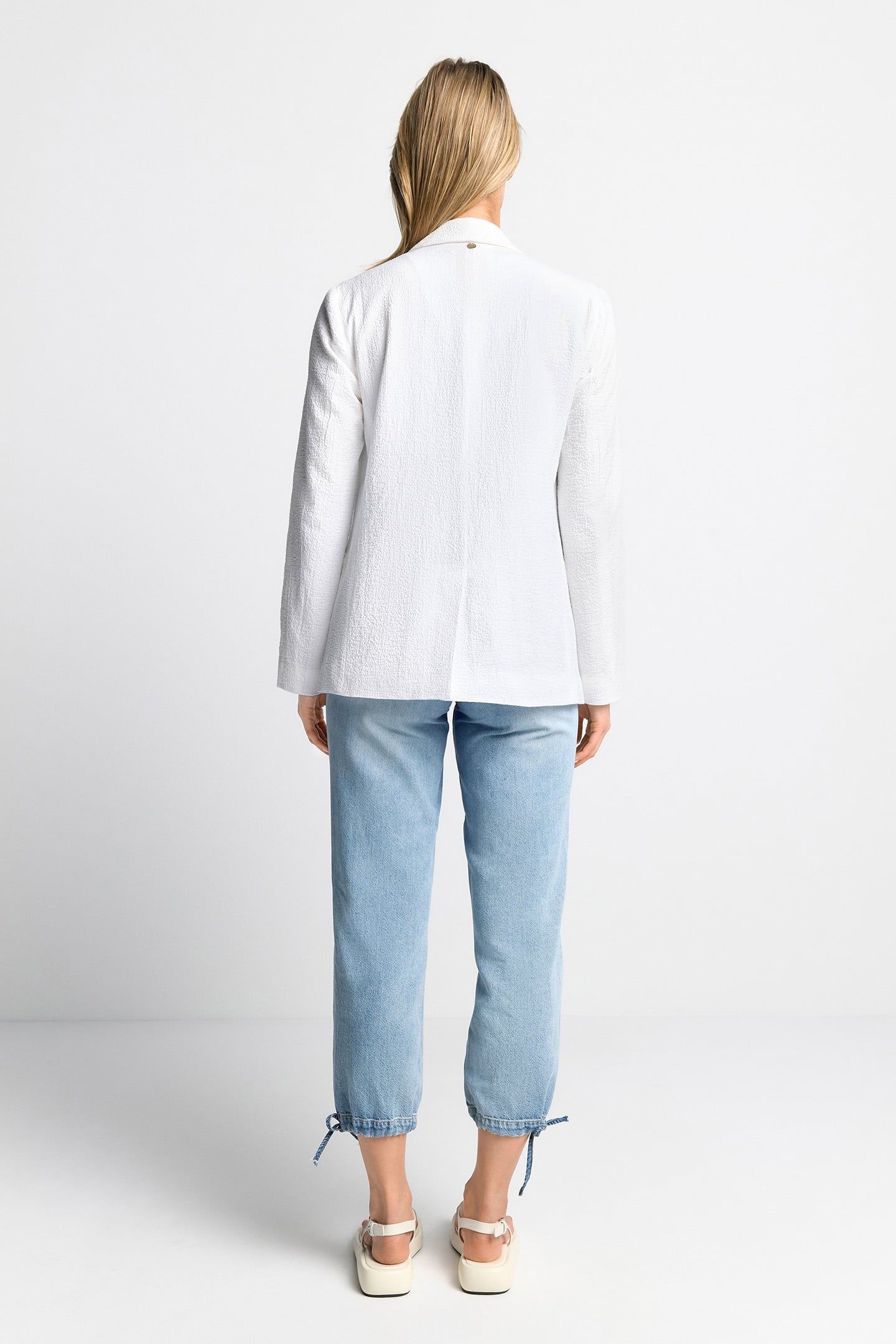 SEERSUCKER DOUBLE BREASTED BLAZER ORGANIC WHITE 3