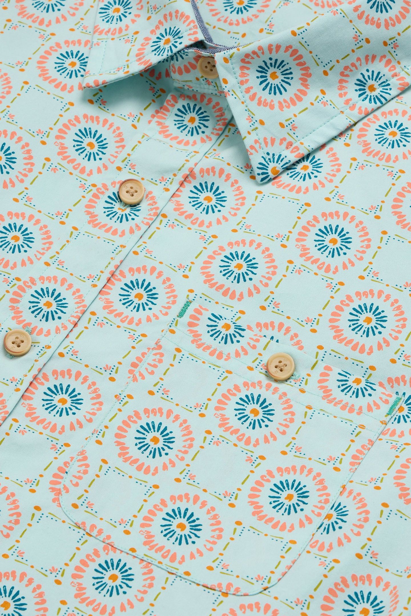 DAISY TILE PRINTED SS SHIRT BLUE PRINT 7