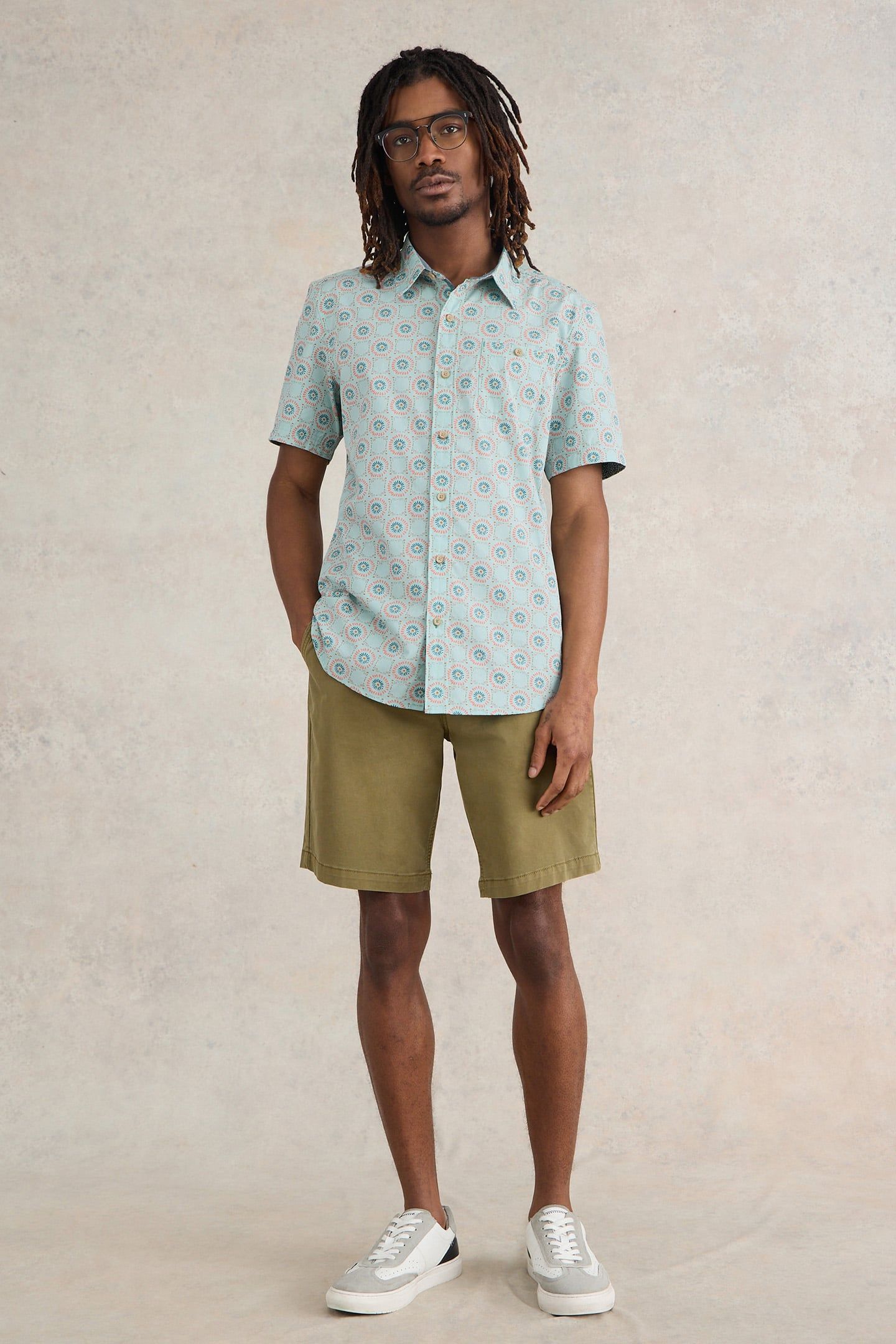 DAISY TILE PRINTED SS SHIRT BLUE PRINT 1