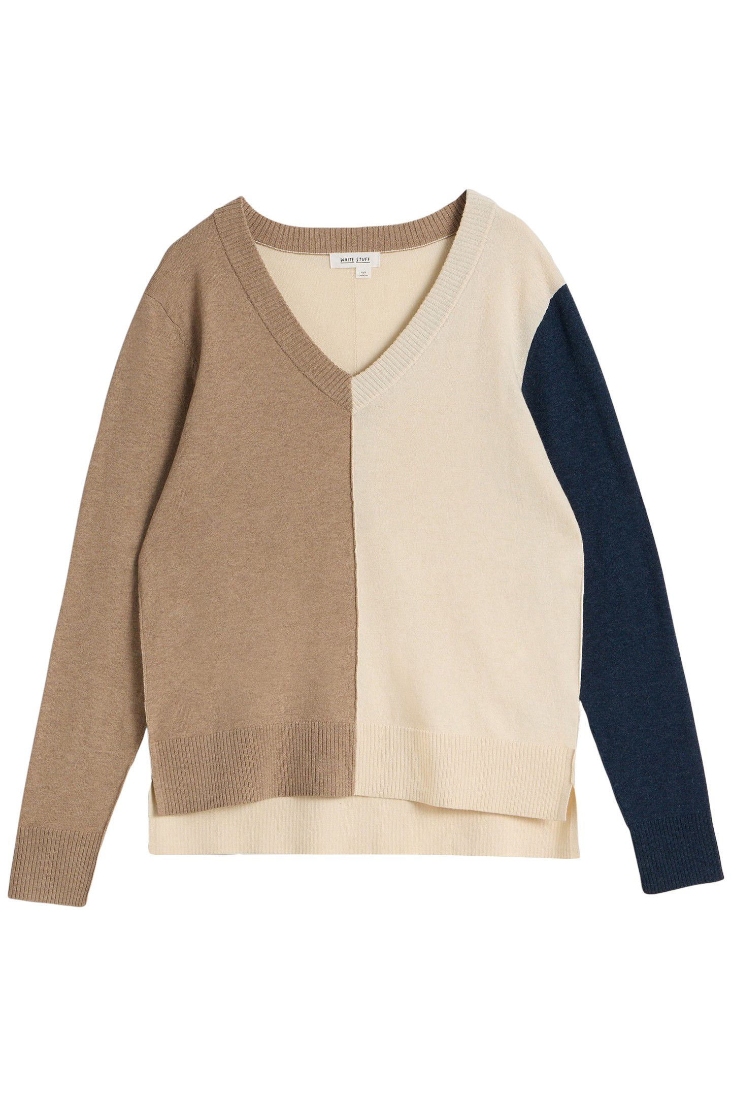 MAGGIE V NECK JUMPER NATURAL MULTI 3