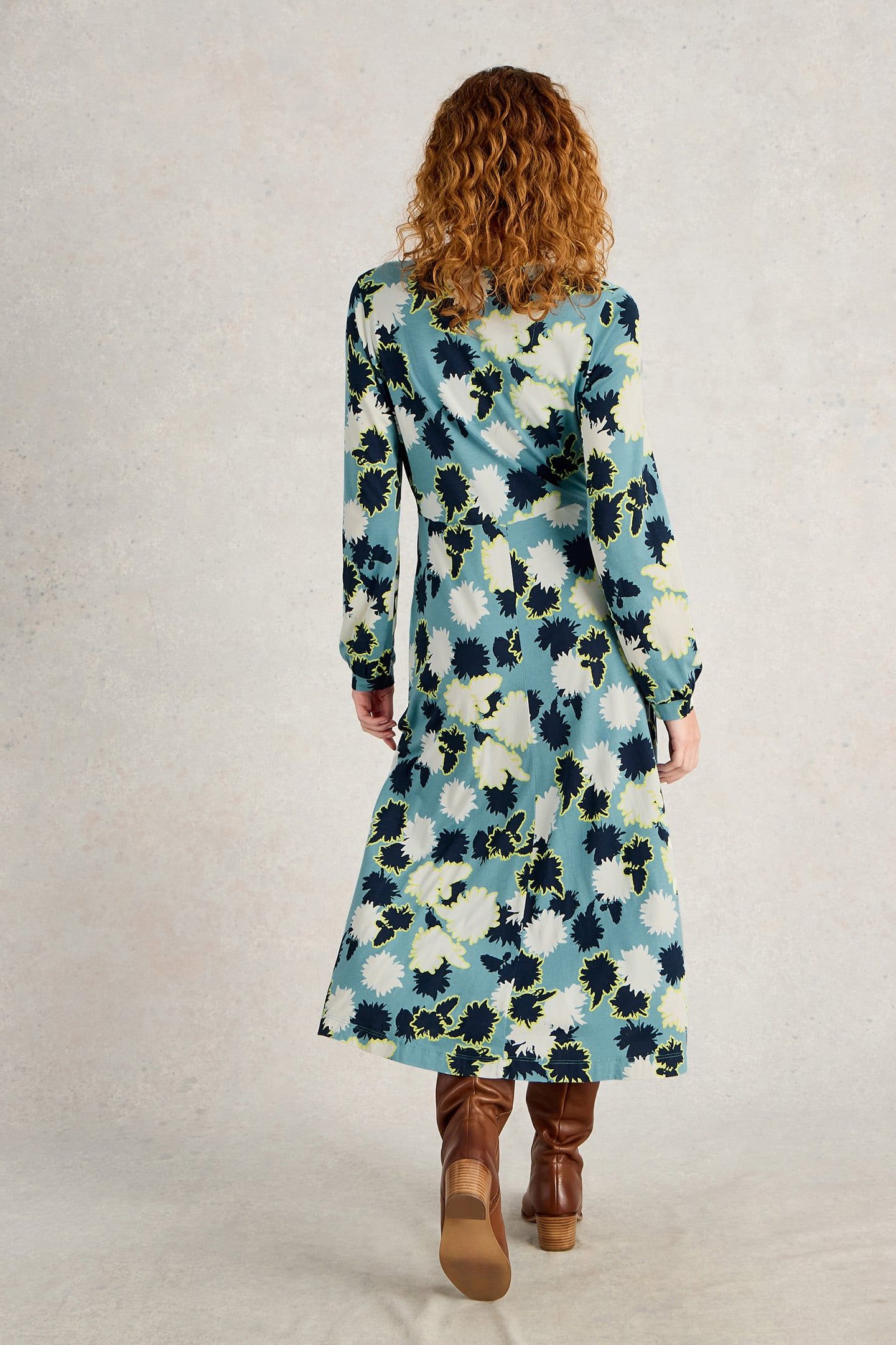 MEGAN JERSEY DRESS BLUE PRINT 2