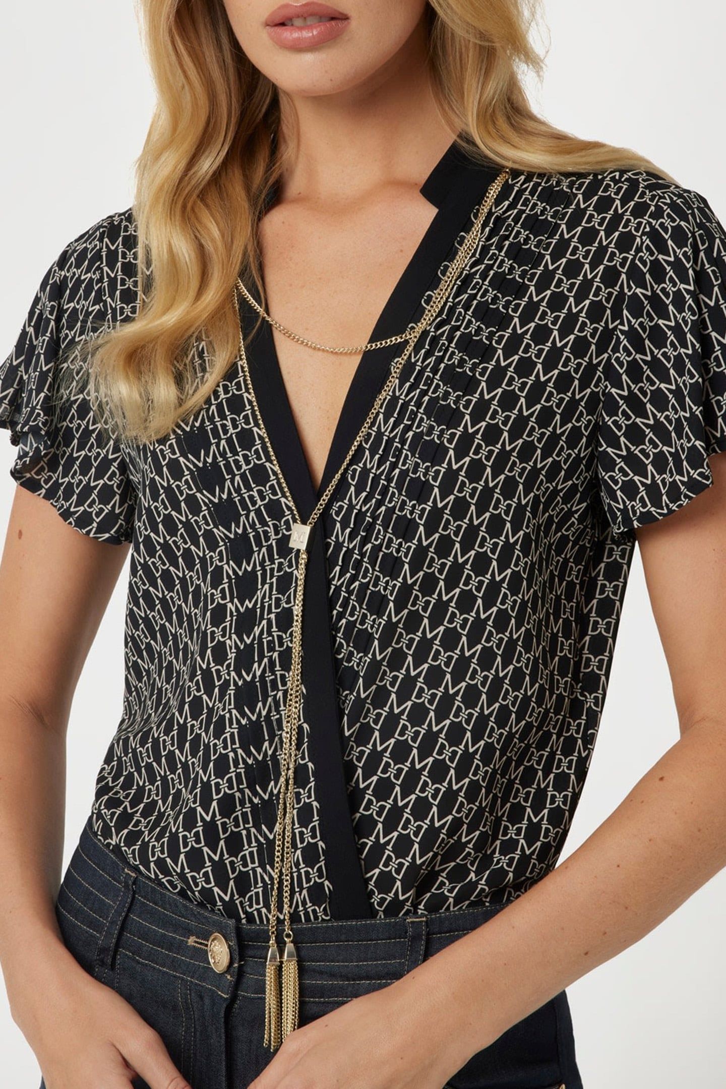 MARCIANO BY GUESS EDITH TOP NEW MONOGRAM BLACK B 6