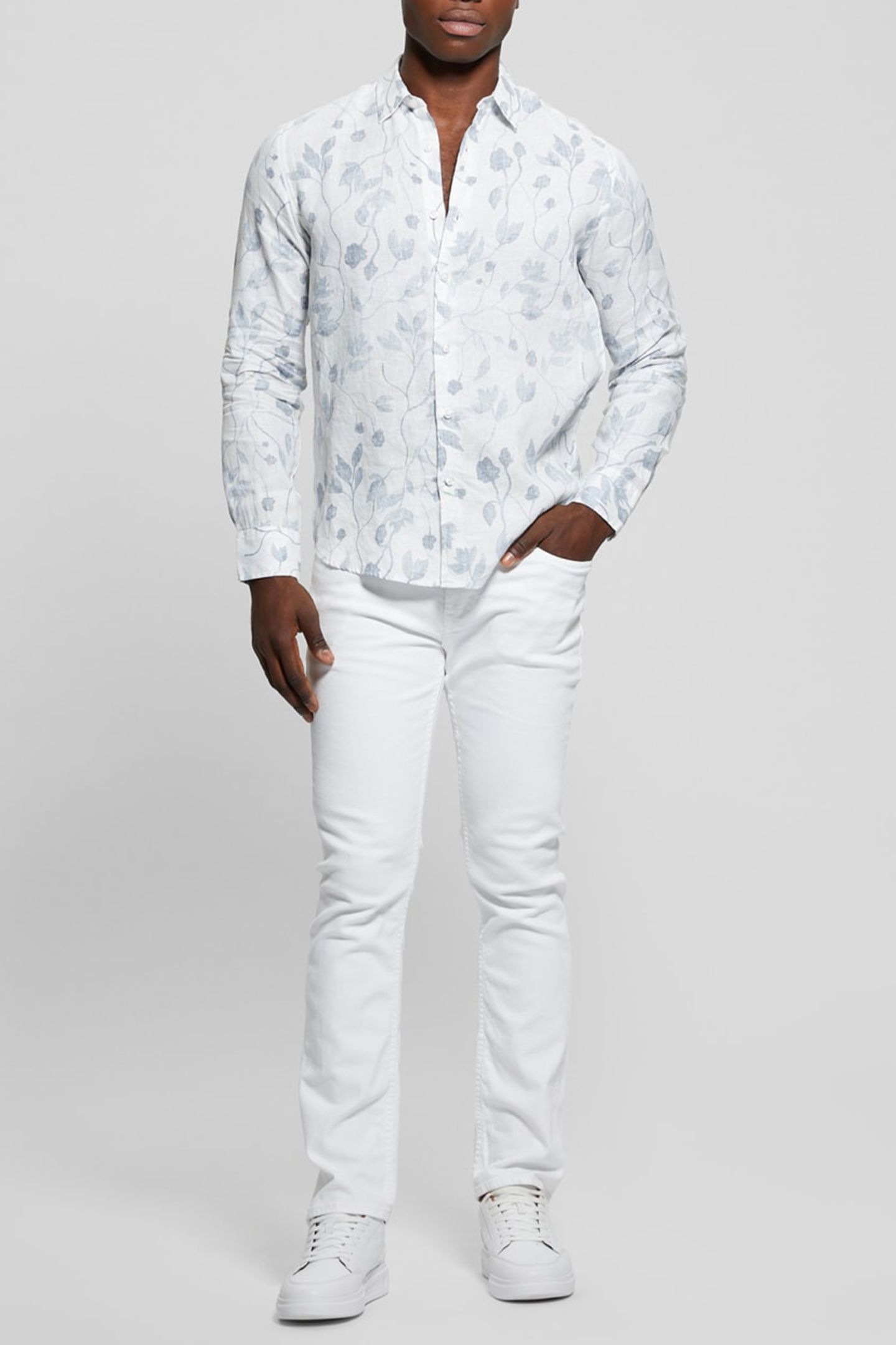 GUESS ECO LS LINEN WTRCOLOR VI WATER COLOR VINES BL 3