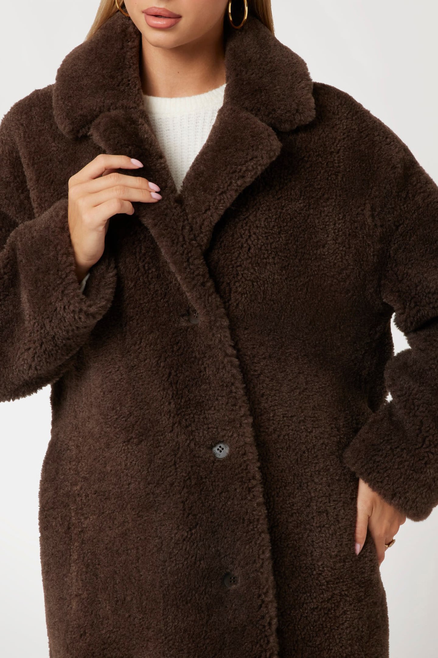GUESS ECO NEW ALINA LONG COAT CHOCOLATE BROWNIE 4