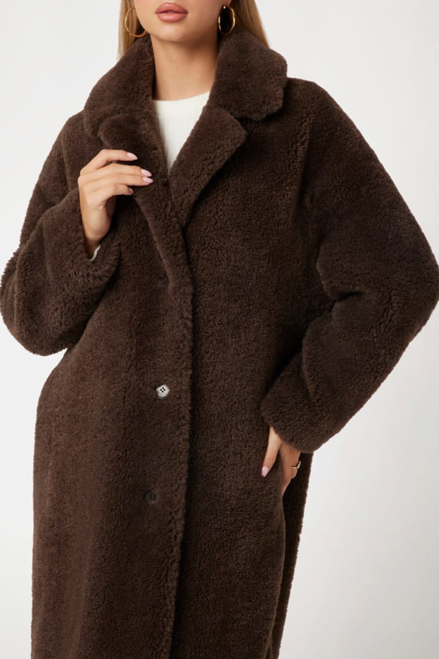 GUESS ECO NEW ALINA LONG COAT CHOCOLATE BROWNIE 5