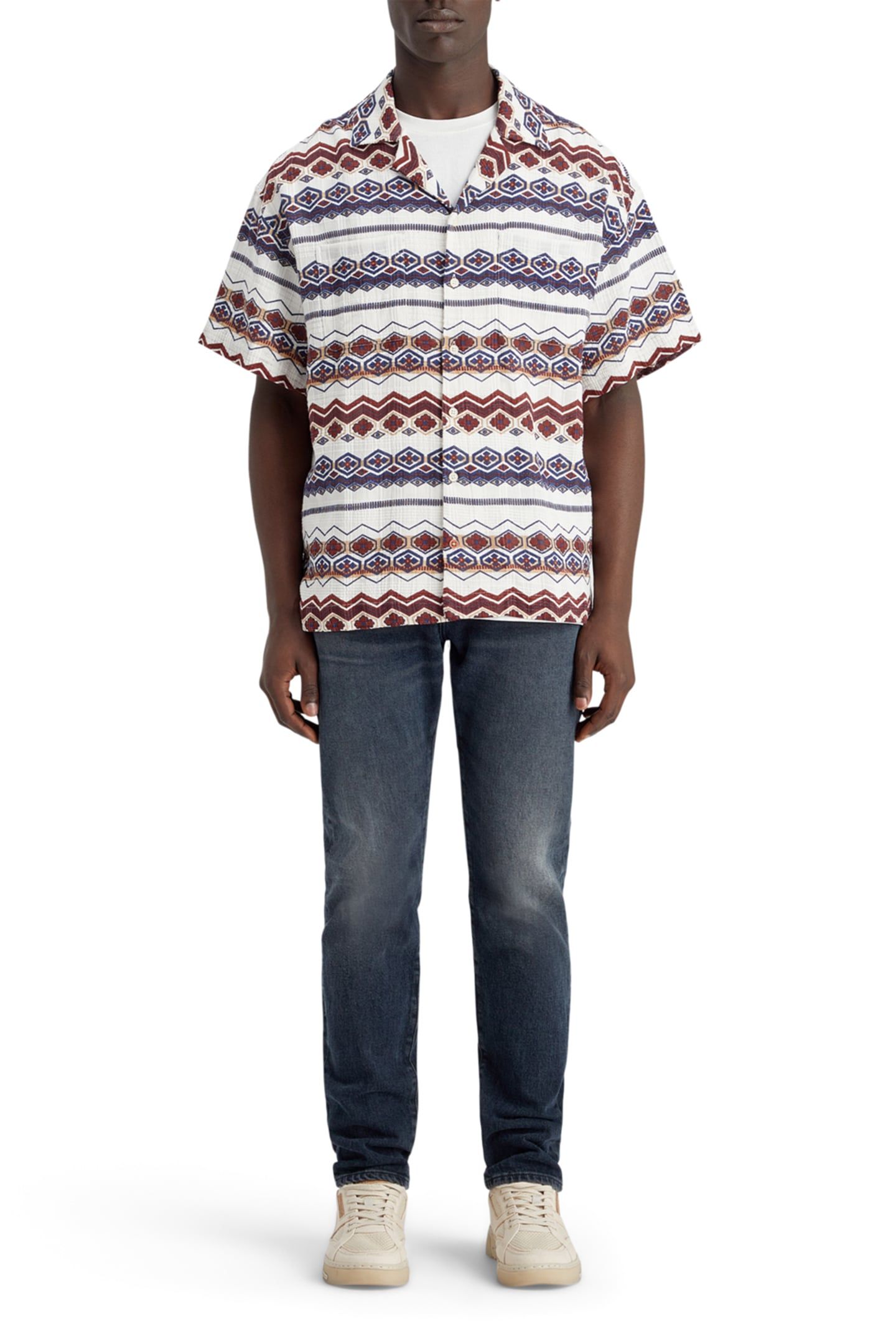 STRUCTURED PRINTED STRIPE SHIRT RED BLUE MULTI 3