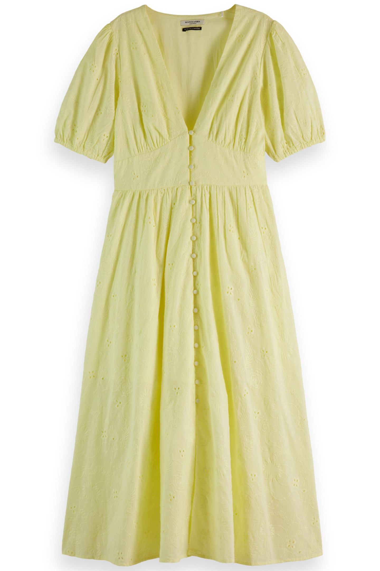 MIDI DRESS WITH BRODERIE ANGLAISE LEMON YELLOW 1
