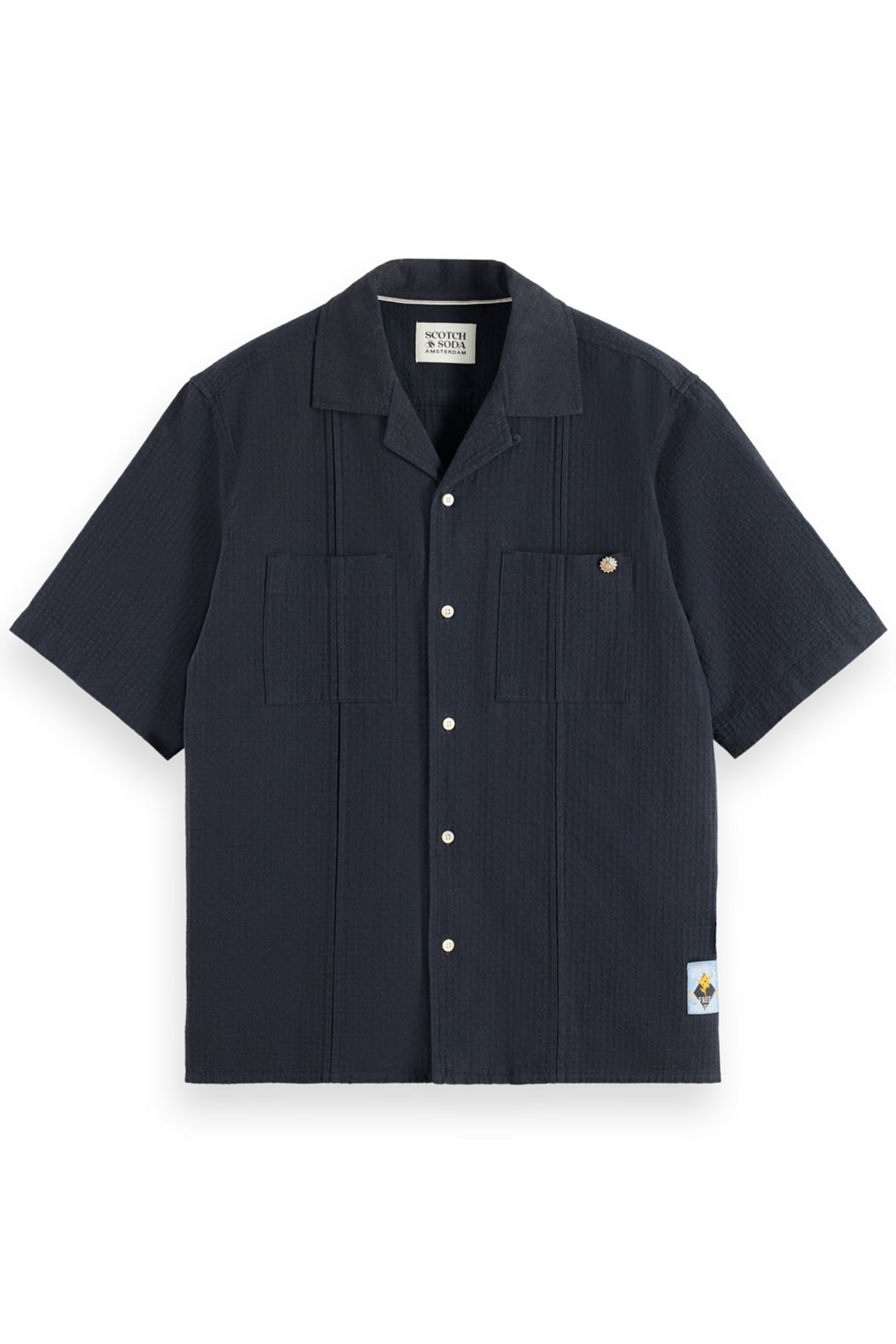 RELAXED FIT STRUCTURED DOBBY SHIRT BLACK 4