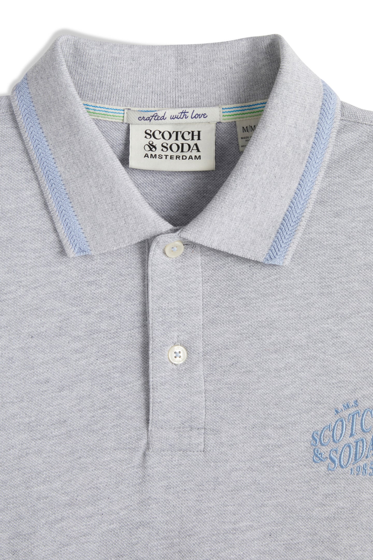 PIQUE SS POLO GREY/WHITE 3