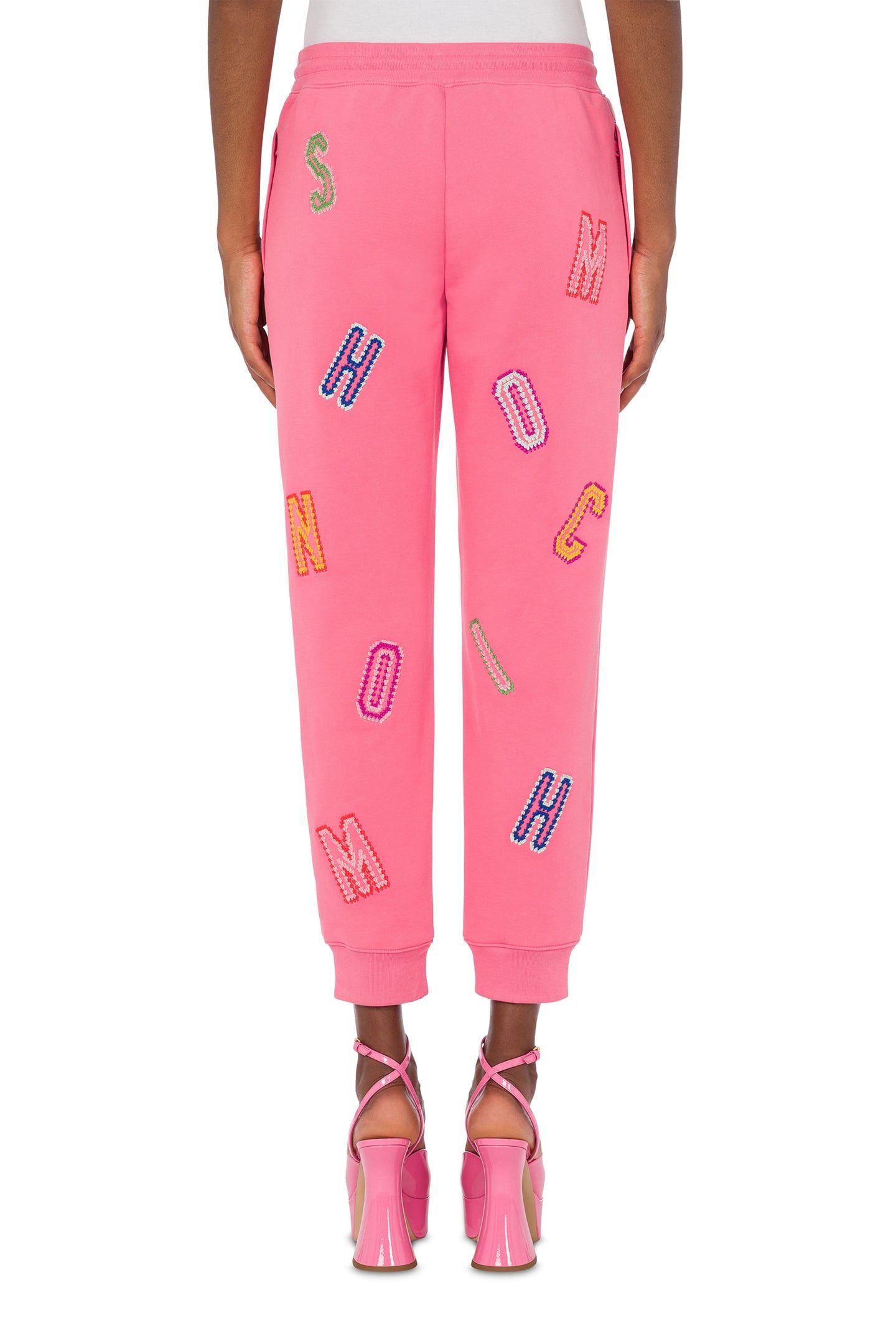 ORGANIC FLEECE JOGGING CROCHET LETTERING PINK 2