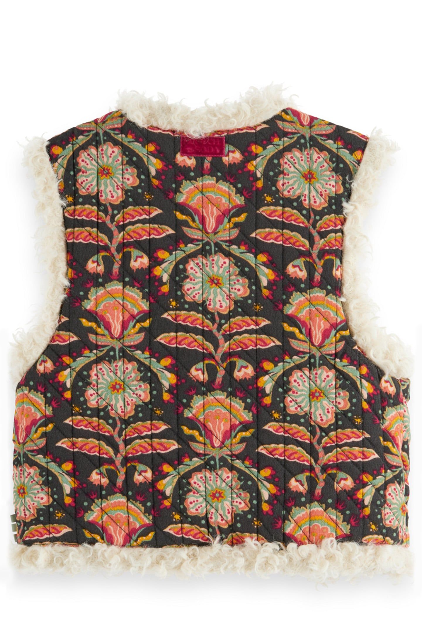 GIRL PRINTED GILET WITH FAUX FUR SAN FRAN FLOWER 2