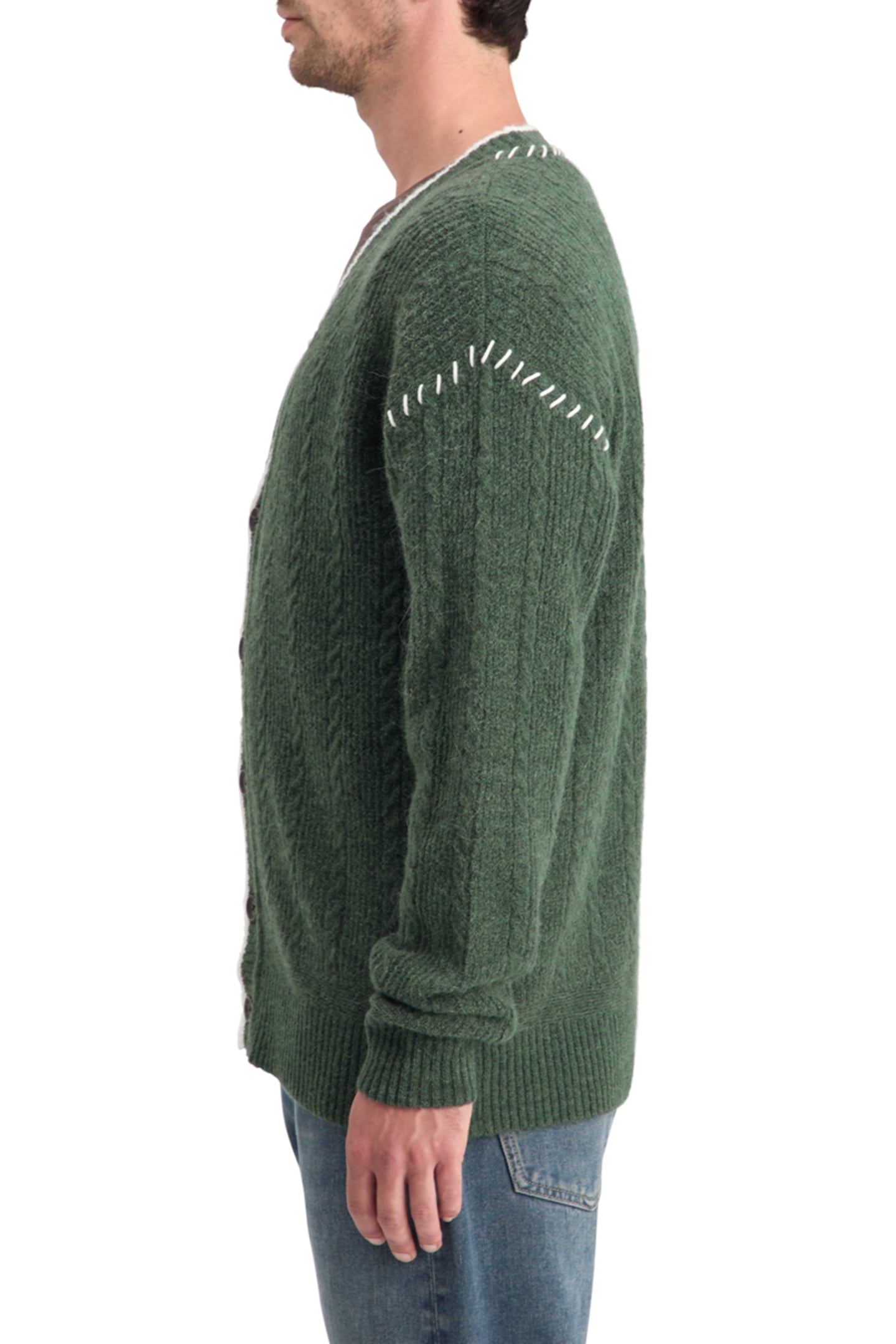 ALPACA DROPPED SHOULDER CARDIGAN PINE GREEN 6