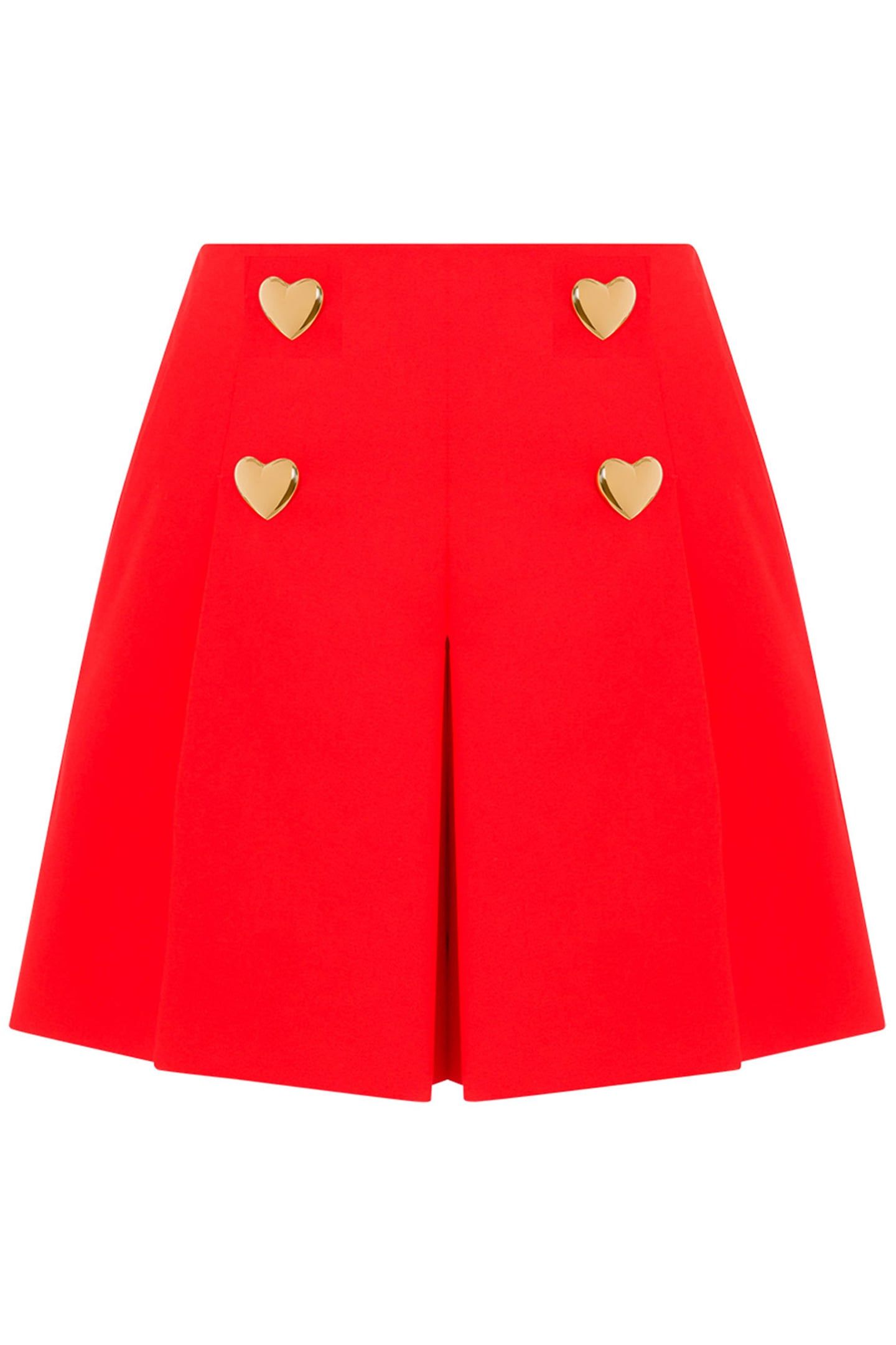HEART BUTTONS STRETCH SATIN SHORTS RED 3