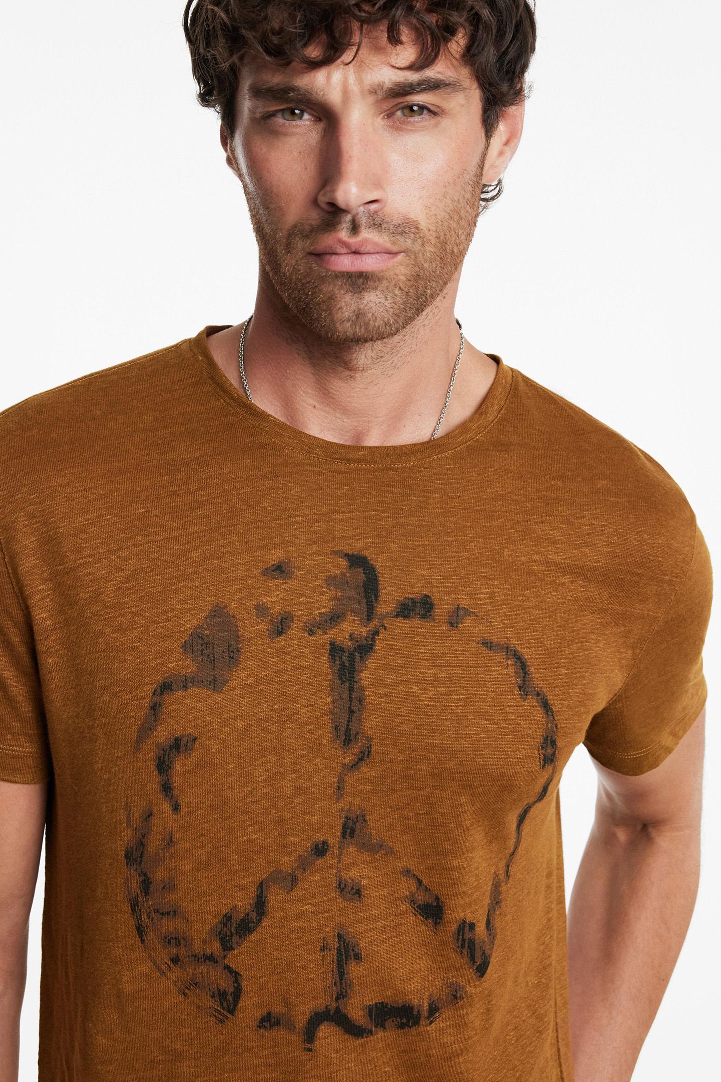 SS CREW TEE - SPRAY PEACE SIENNA BROWN 3
