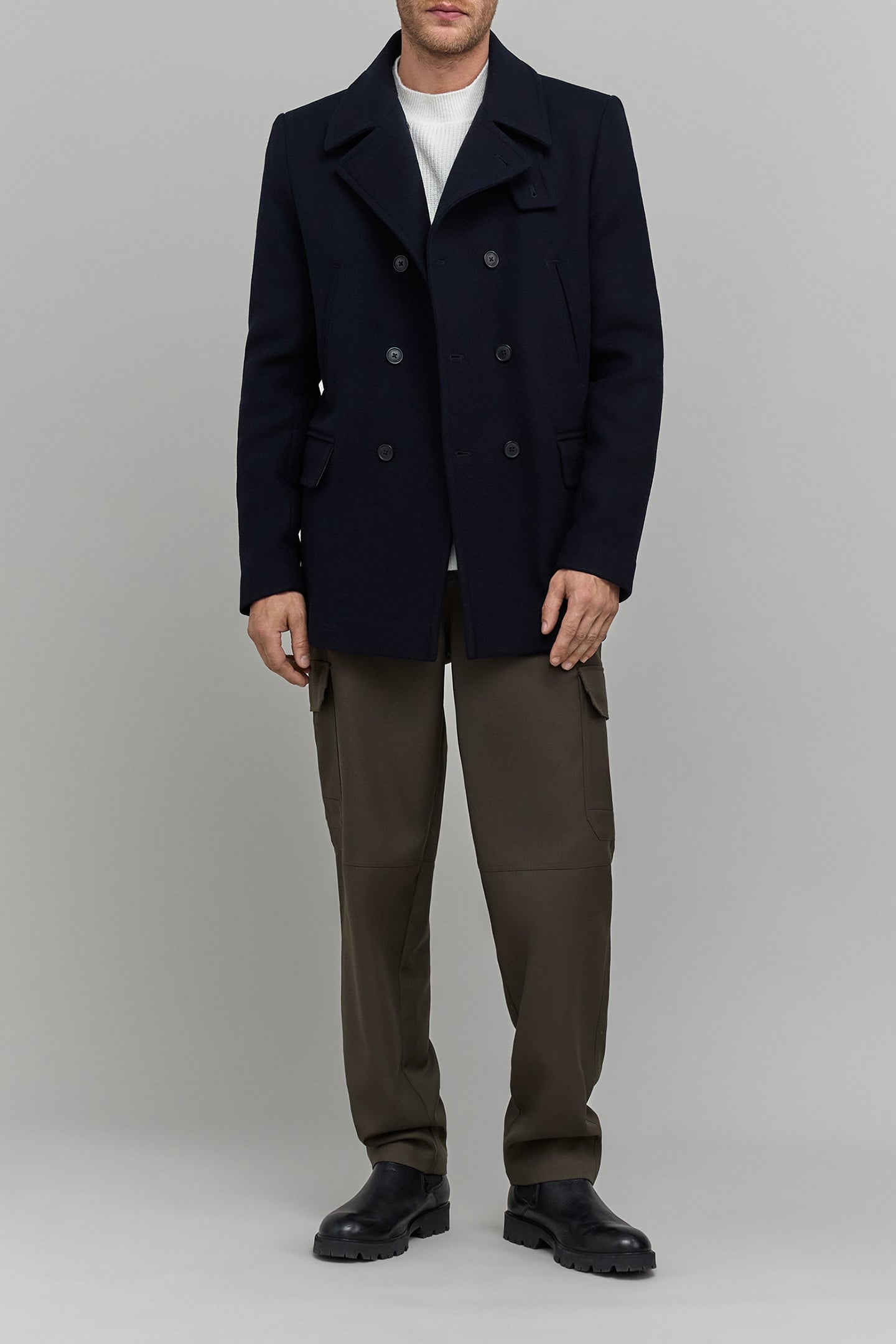 NAVY BLUE WOOLLY PEA COAT 3