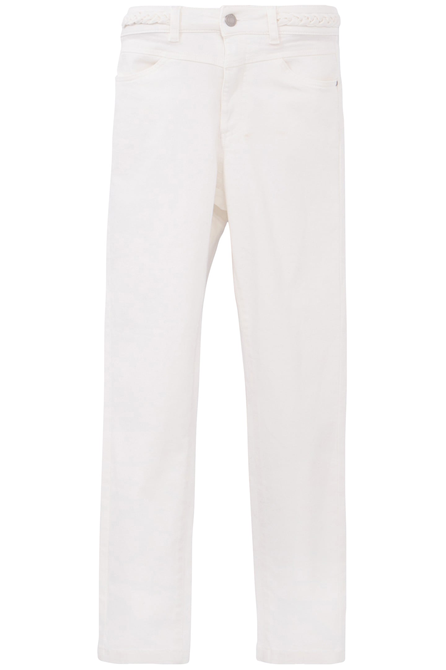 SLIM WHITE POWERSTRETCH BRAIDED BELT CROPPED JEANS 4