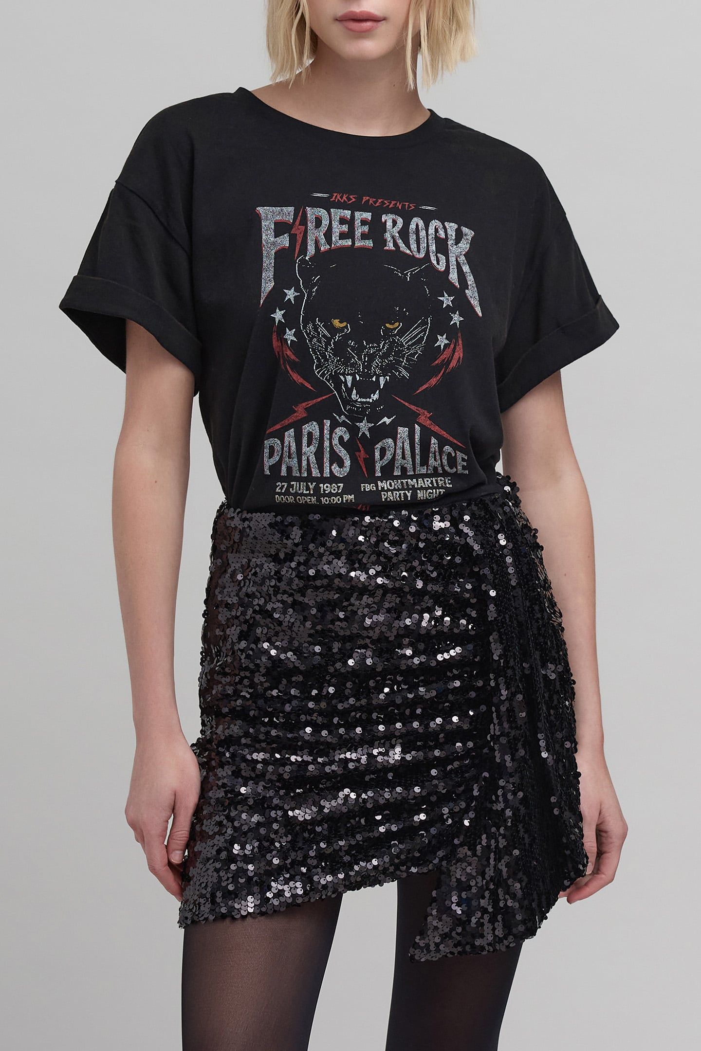 SHORT BLACK SEQUIN EMBROIDERED SKIRT 4