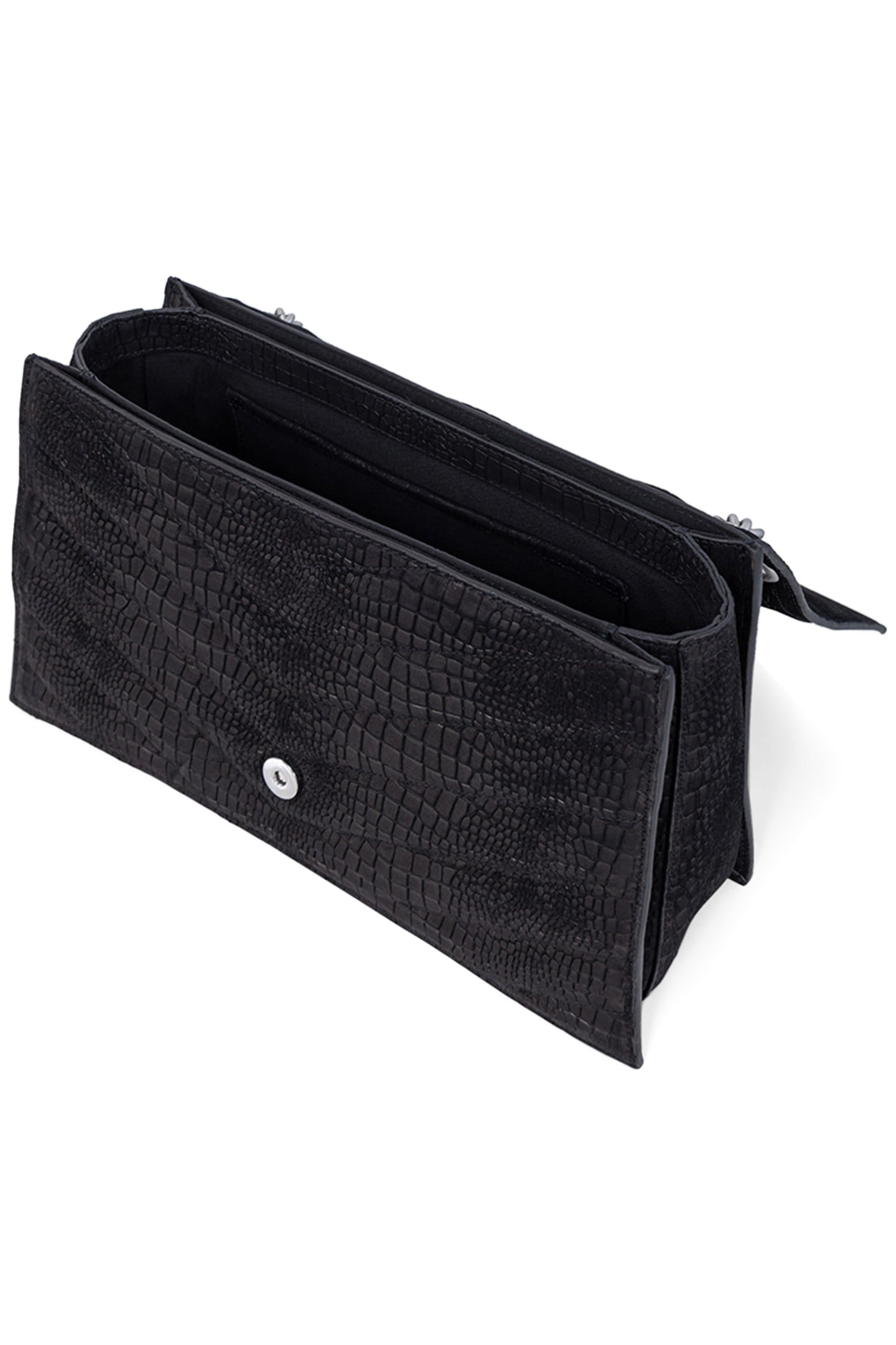 THE 1. BLACK CROCODILE-EFFECT EMBOSSED LEATHER BAG SIZE L 5