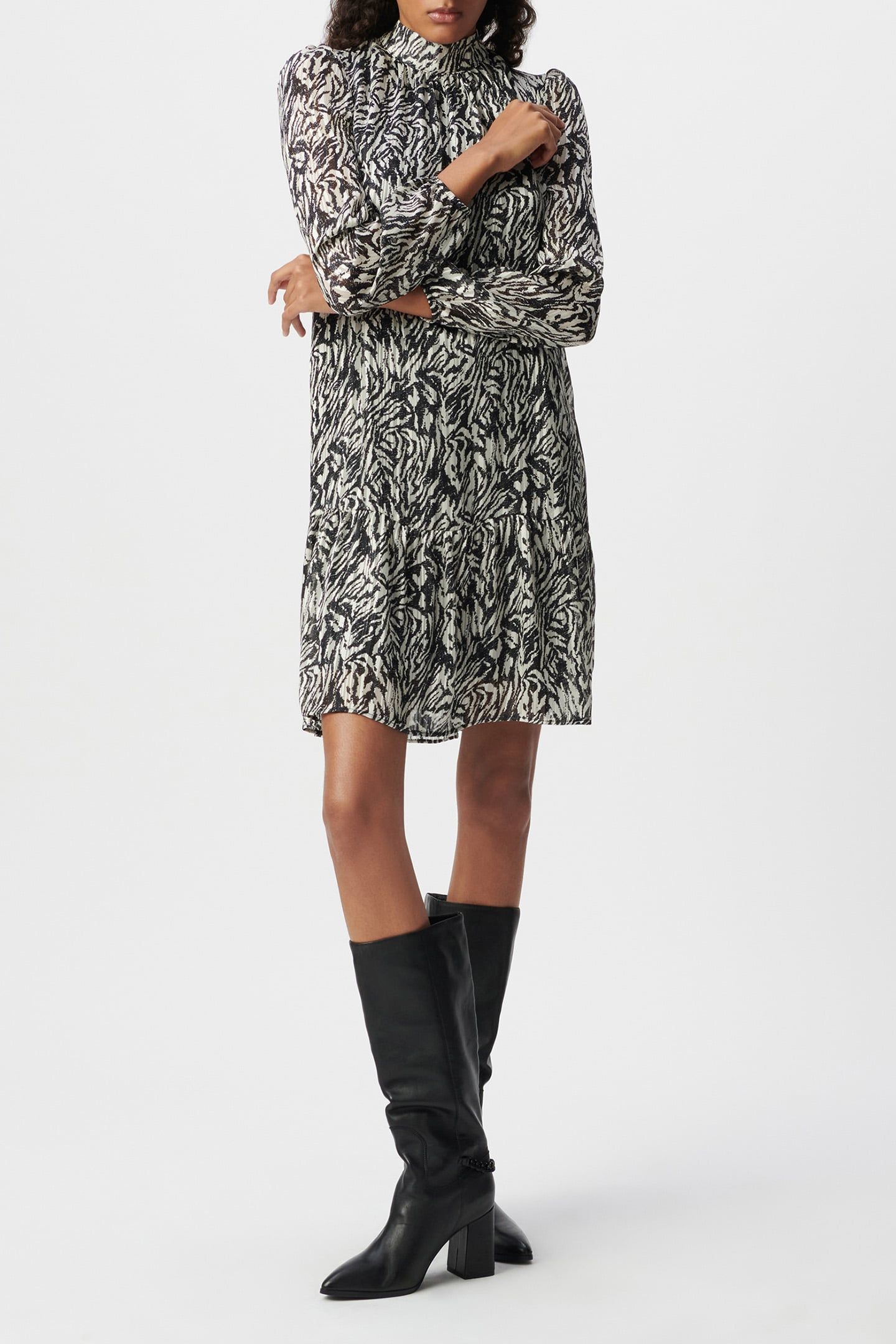 IVORY LUREX ZEBRA PRINT DRESS 5