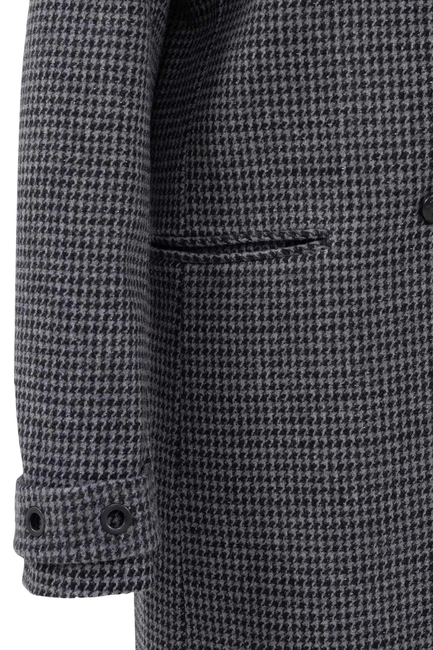 METALLIC HOUNDSTOOTH PATTERN BLACK STRAIGHT COAT 8