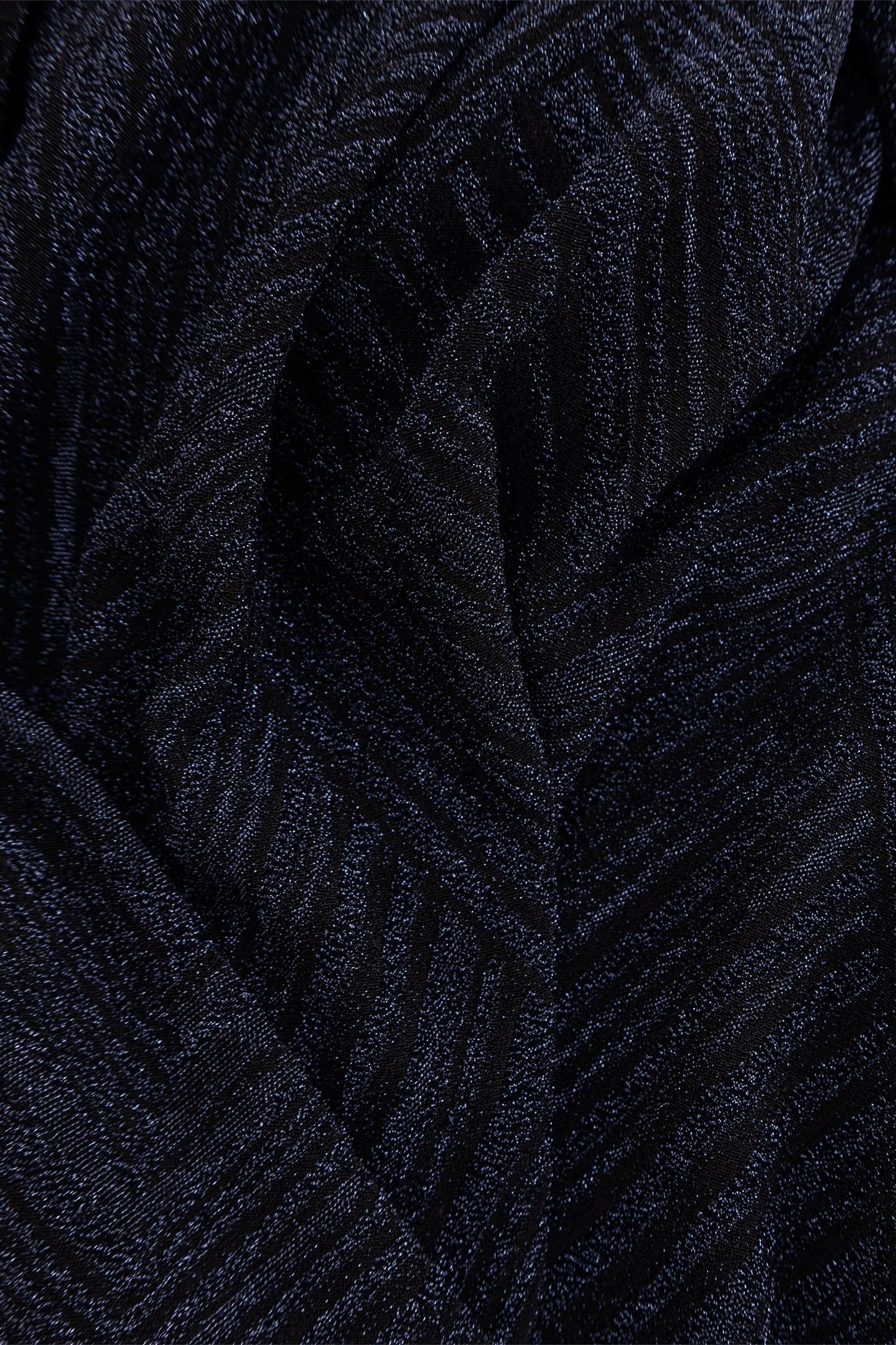 NAVY METALLIC KNIT DRAPED DRESS 8