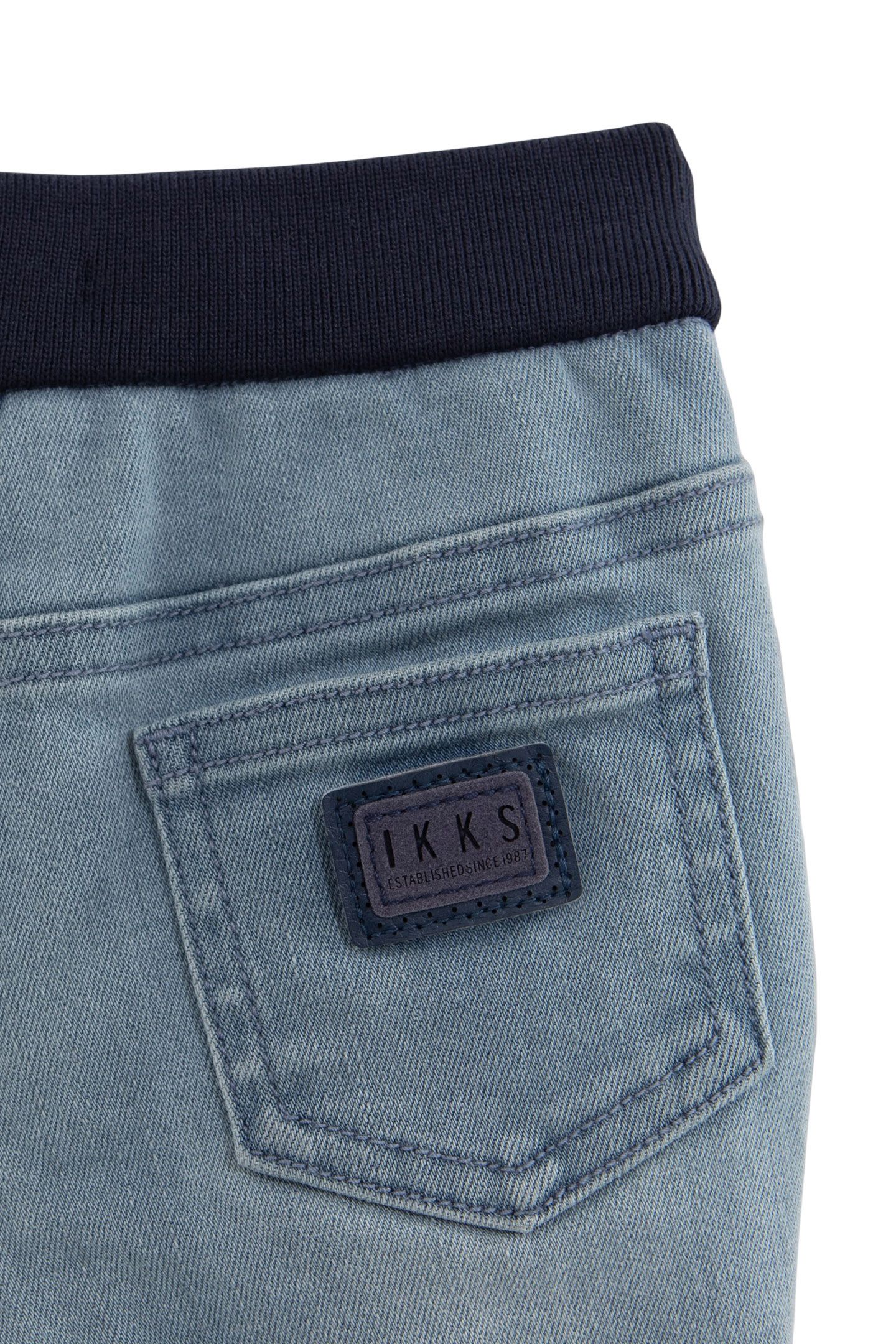 BABY BOY BLUE WASHED JEANS WITH RIBBED WAISTBAND 7