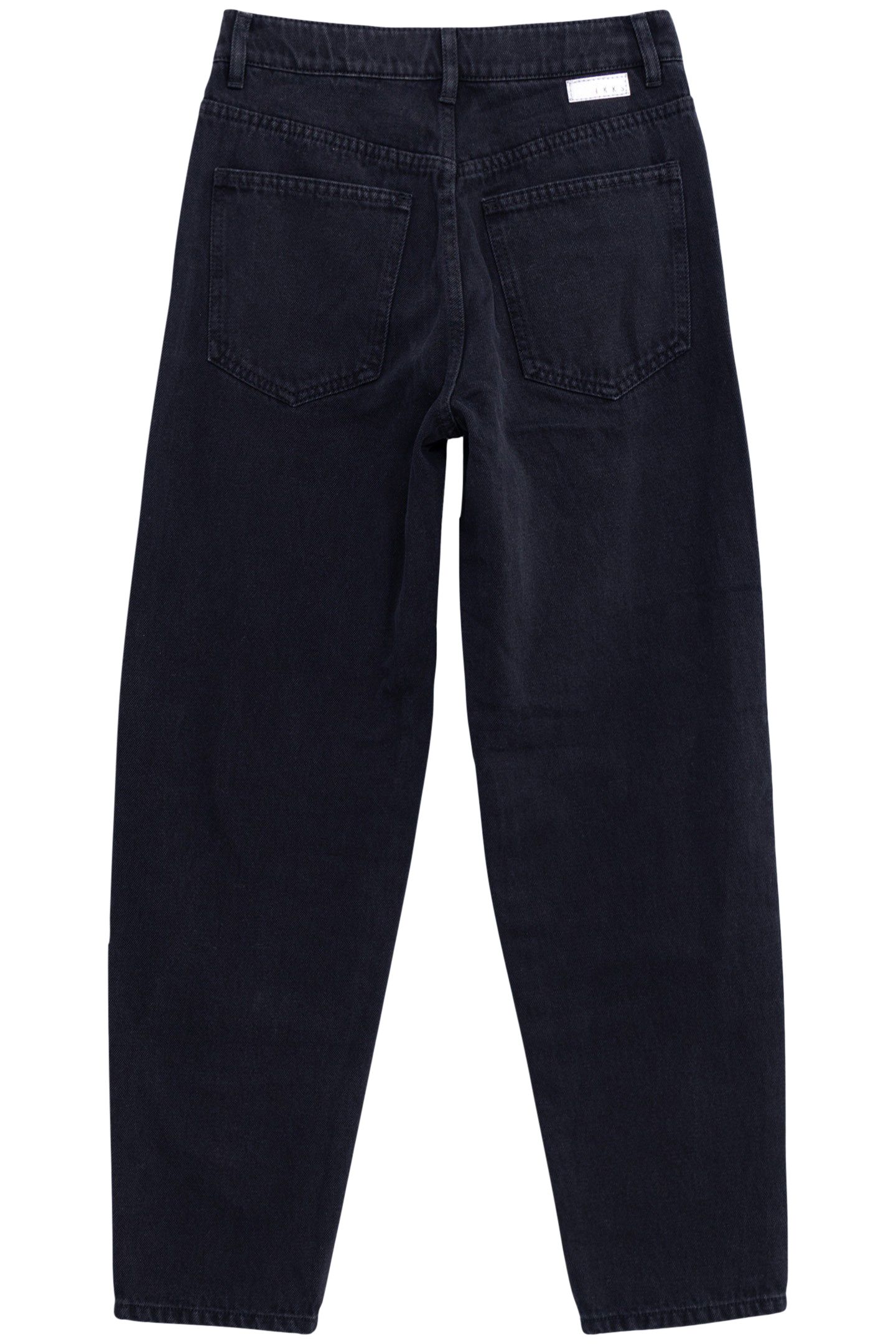 GIRL'S BLACK WATERLESS GAUCHO JEANS, WHITE TOPSTITCHING 2