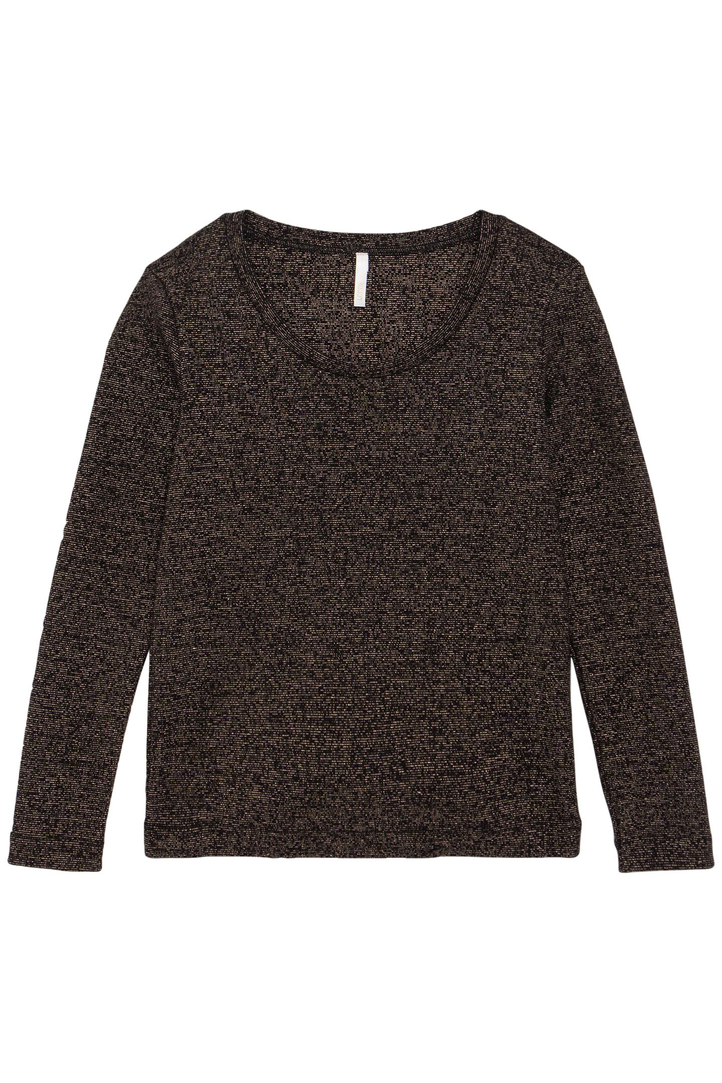 BLACK T-SHIRT WITH METALLIC GOLD STRIPES 4