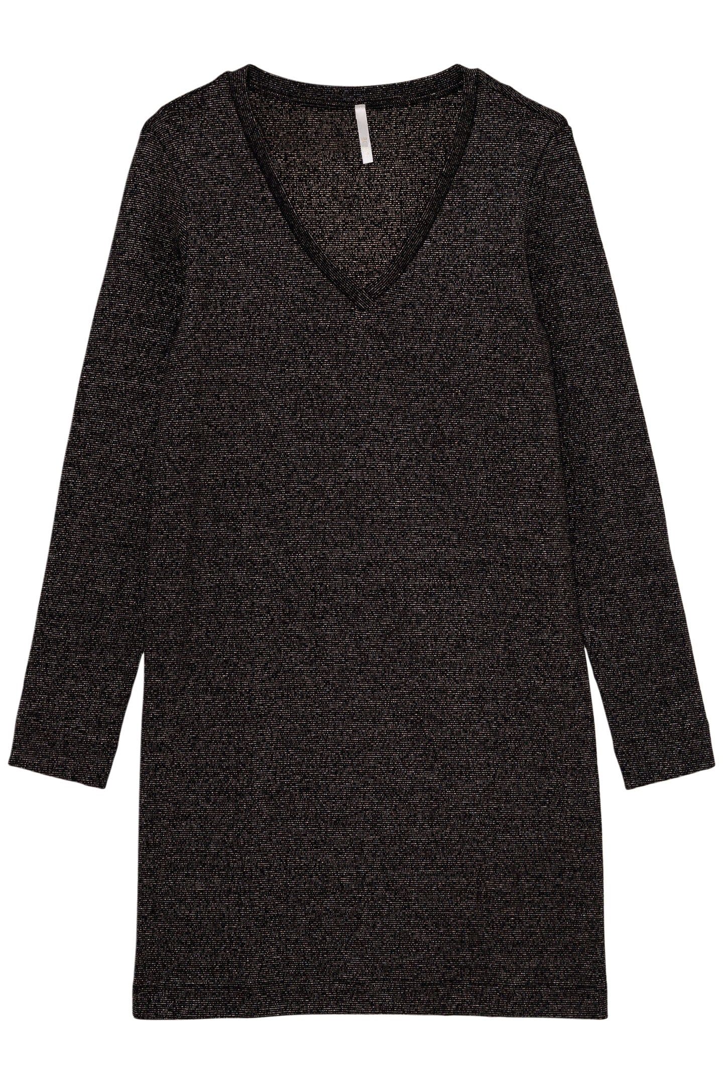 BLACK DRESS WITH METALLIC GOLD STRIPES 4