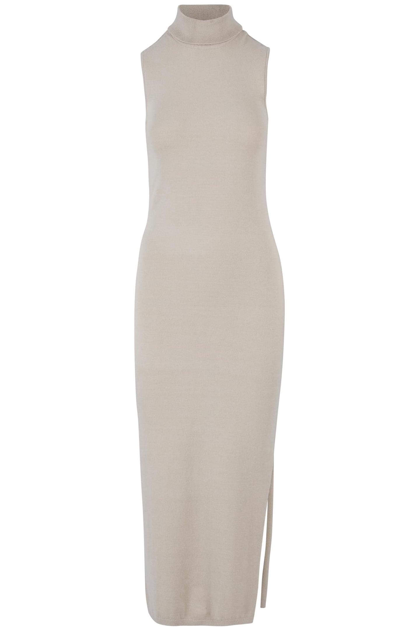 LADIES KNITTED ECO VISCOSE TURTLENECK DRESS WETSAND 1