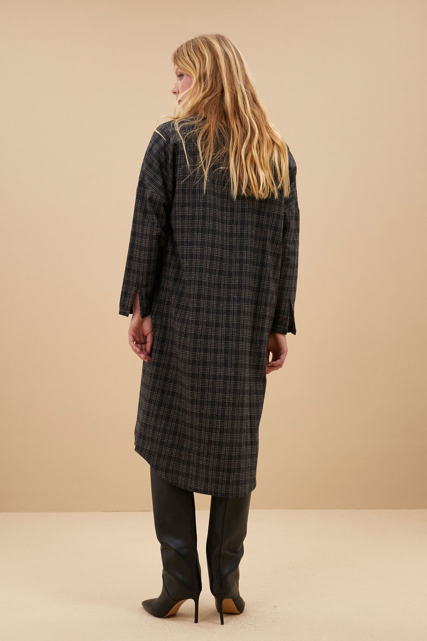 SMALL CHECK DRESS CARAMEL 2