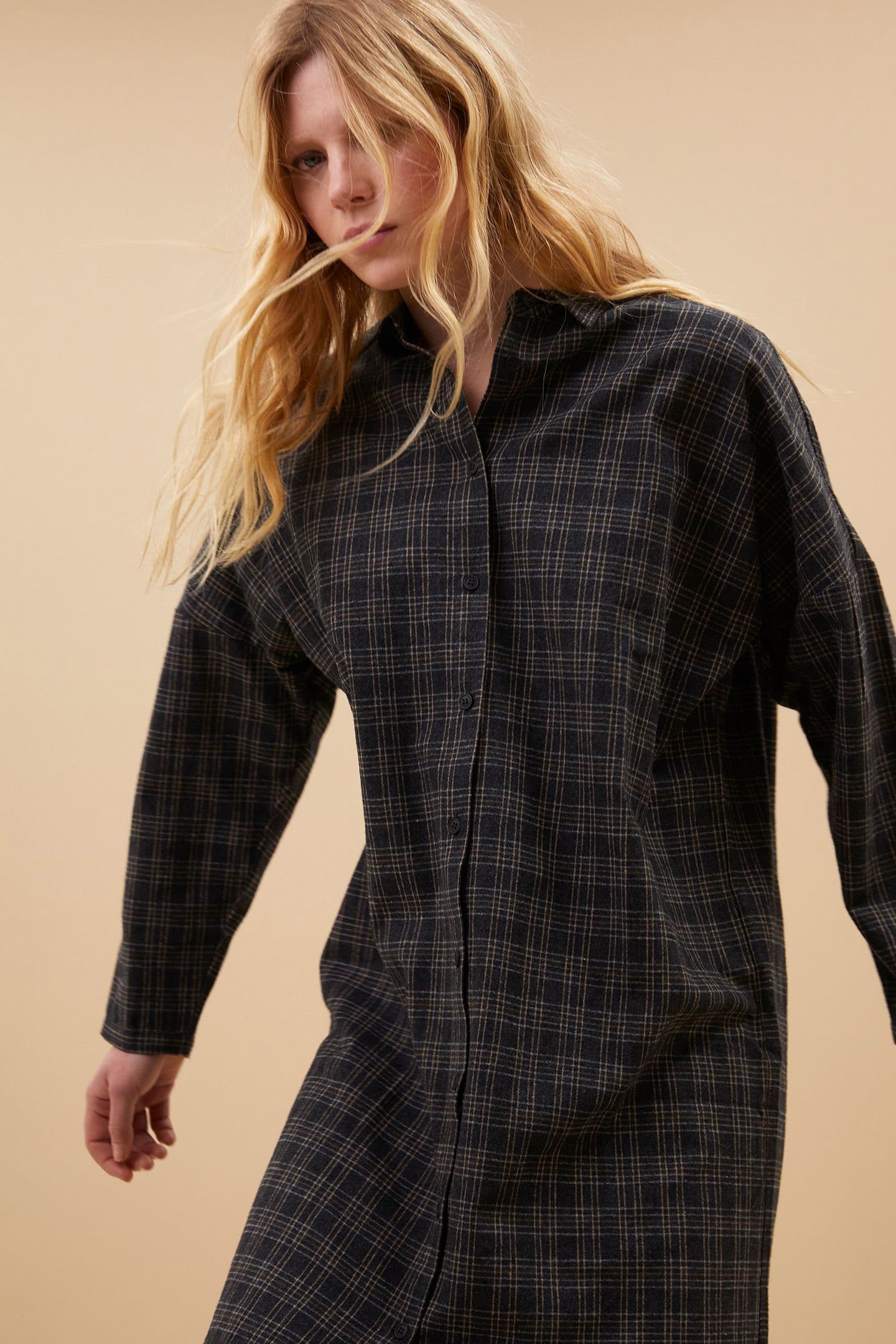 SMALL CHECK DRESS CARAMEL 6
