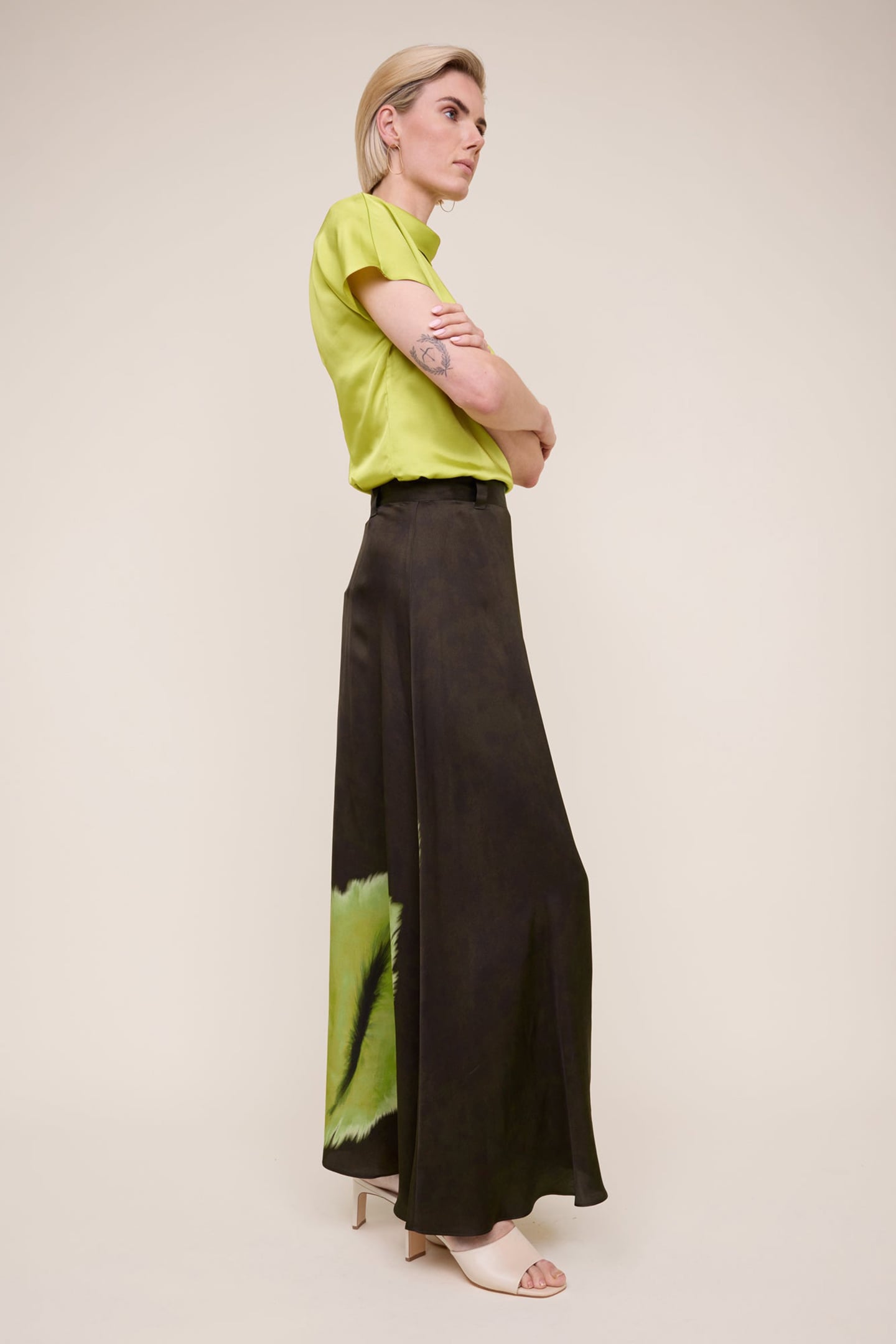 A LINE FEATHER SKIRT FOREST NIGHT/PALM 6