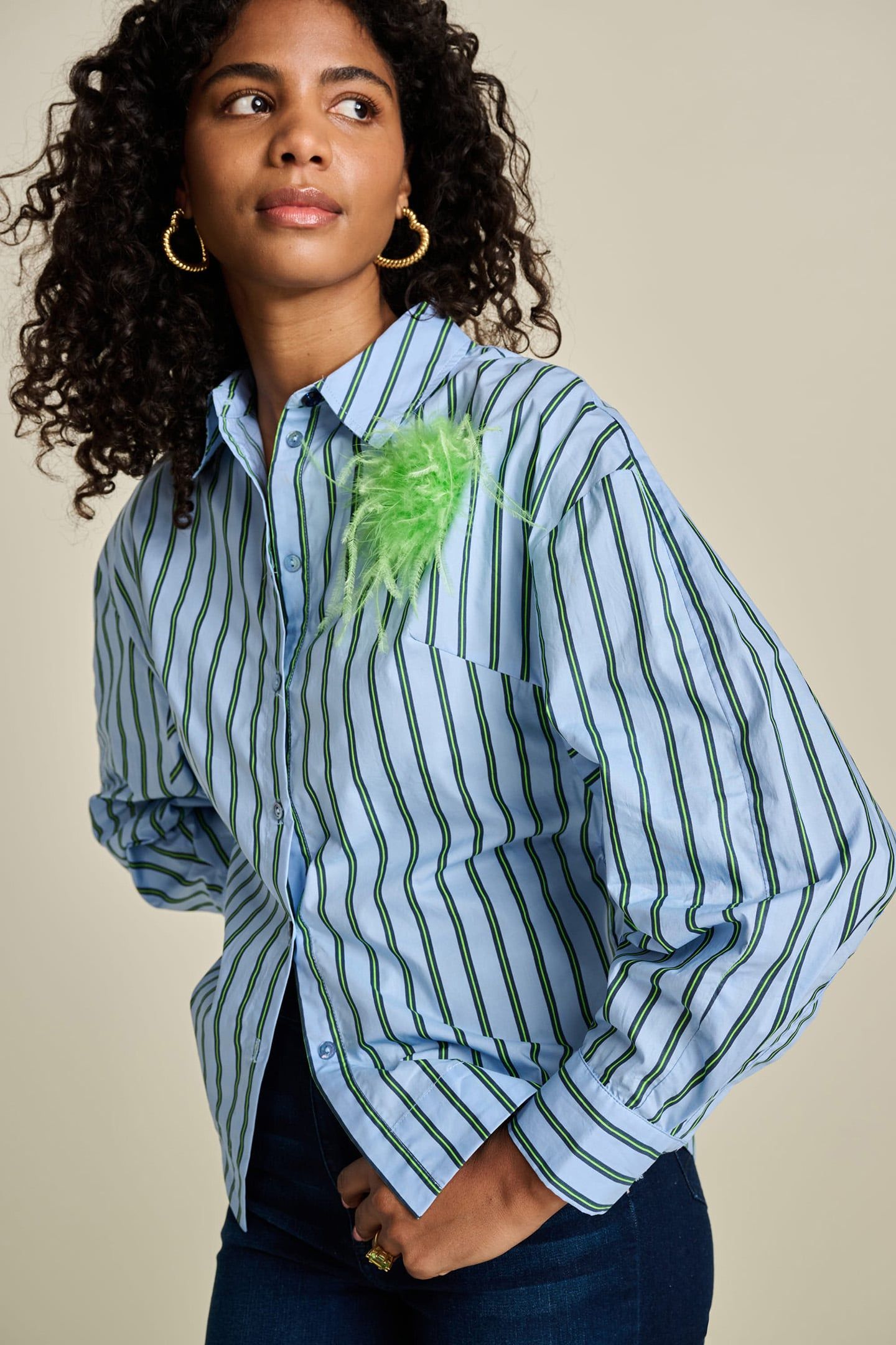 BLOUSE - STRIPED POPLIN CLOUDY BLUE 7