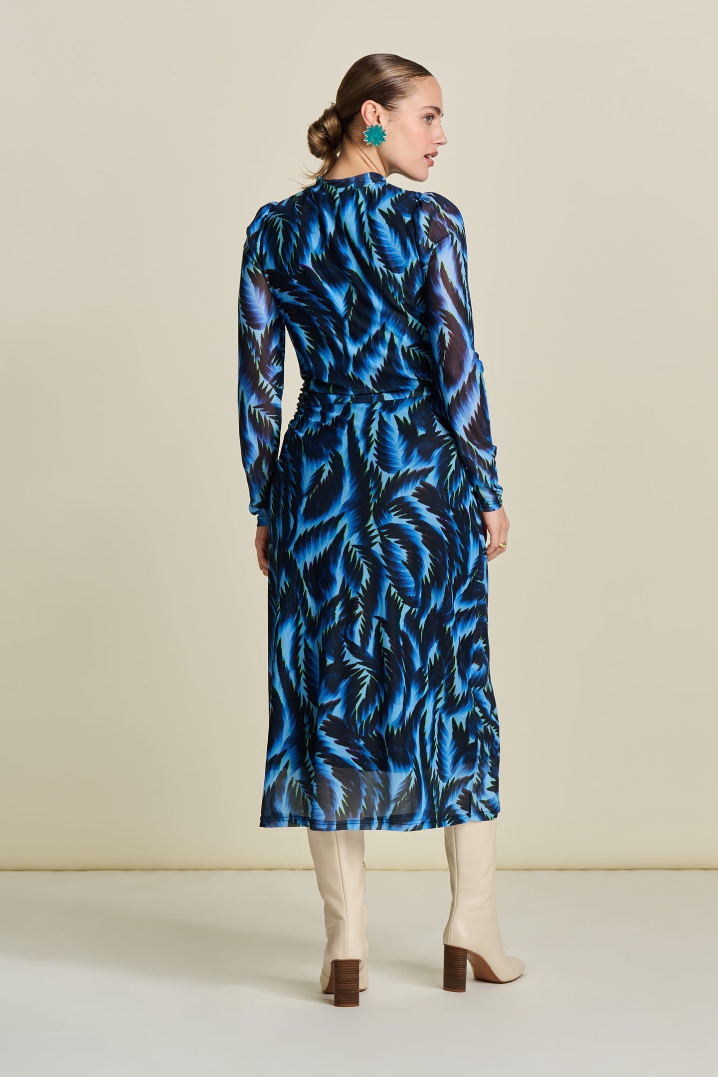 DRESS - FEATHERS BLUE MESH 2