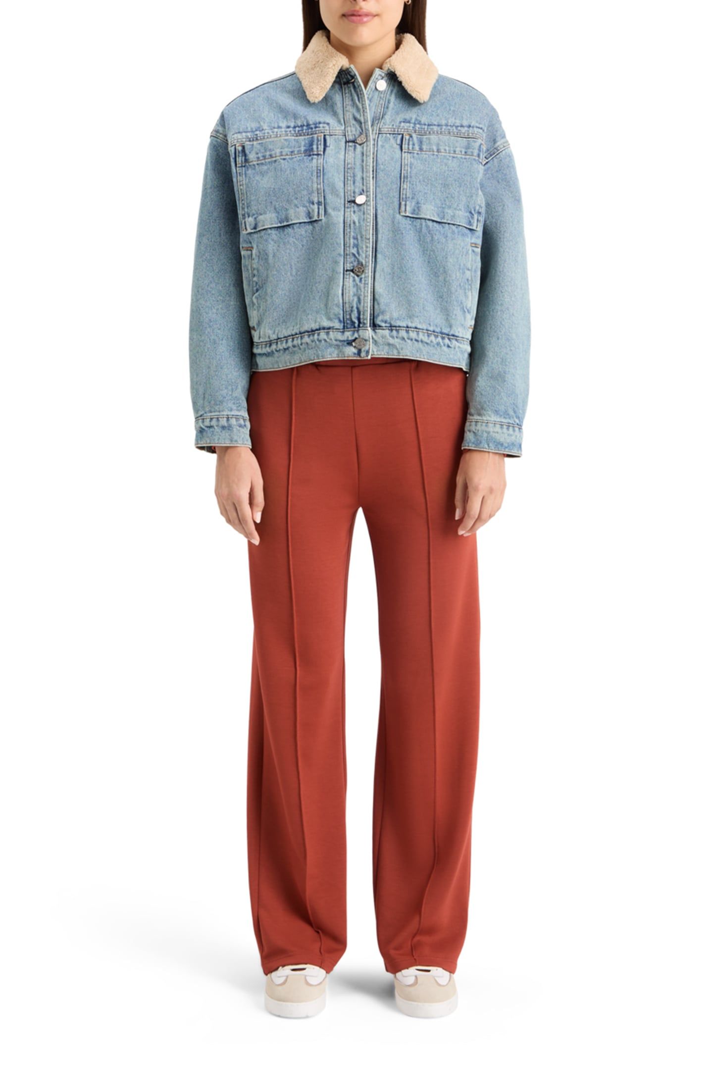 WASHED DENIM JACKET WITH SHERPA DETAILS WASHED INDIGO 3