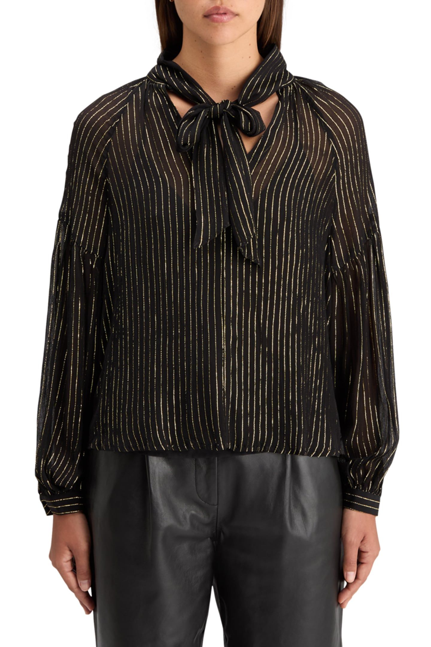 LUREX TOP WITH BOW NECK EVENING BLACK 1