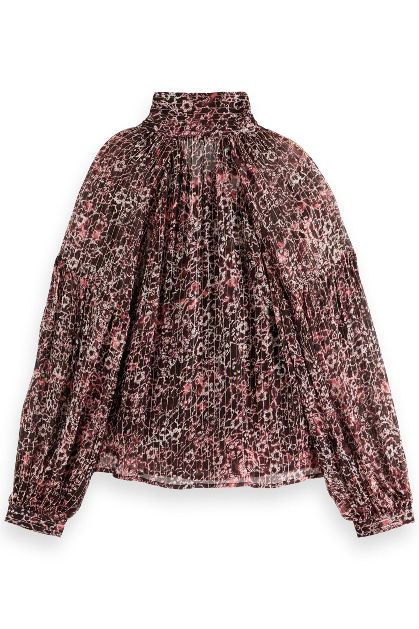 LUREX TOP WITH BOW NECK SHIBORI FLORAL PINK 5