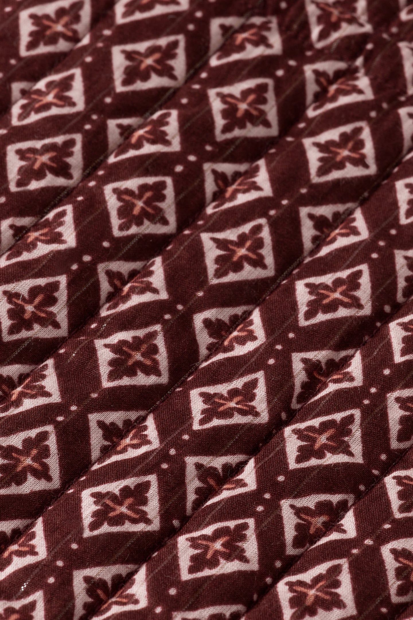 BLOCK PRINT GILET GEO FLOWER BORDEAUX 4