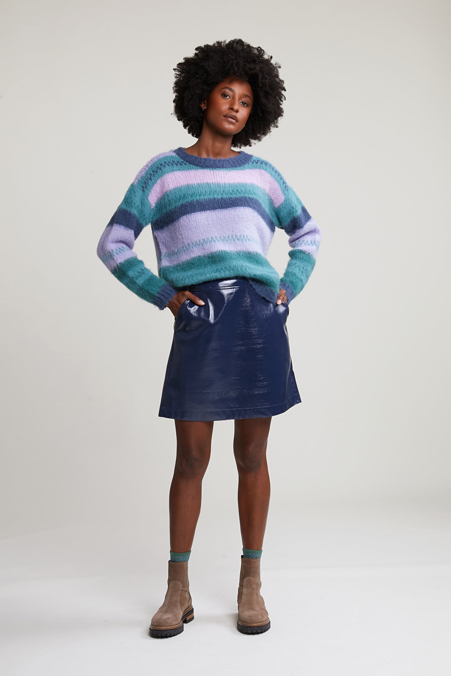 BLUE SHORT LACQUER SKIRT 3