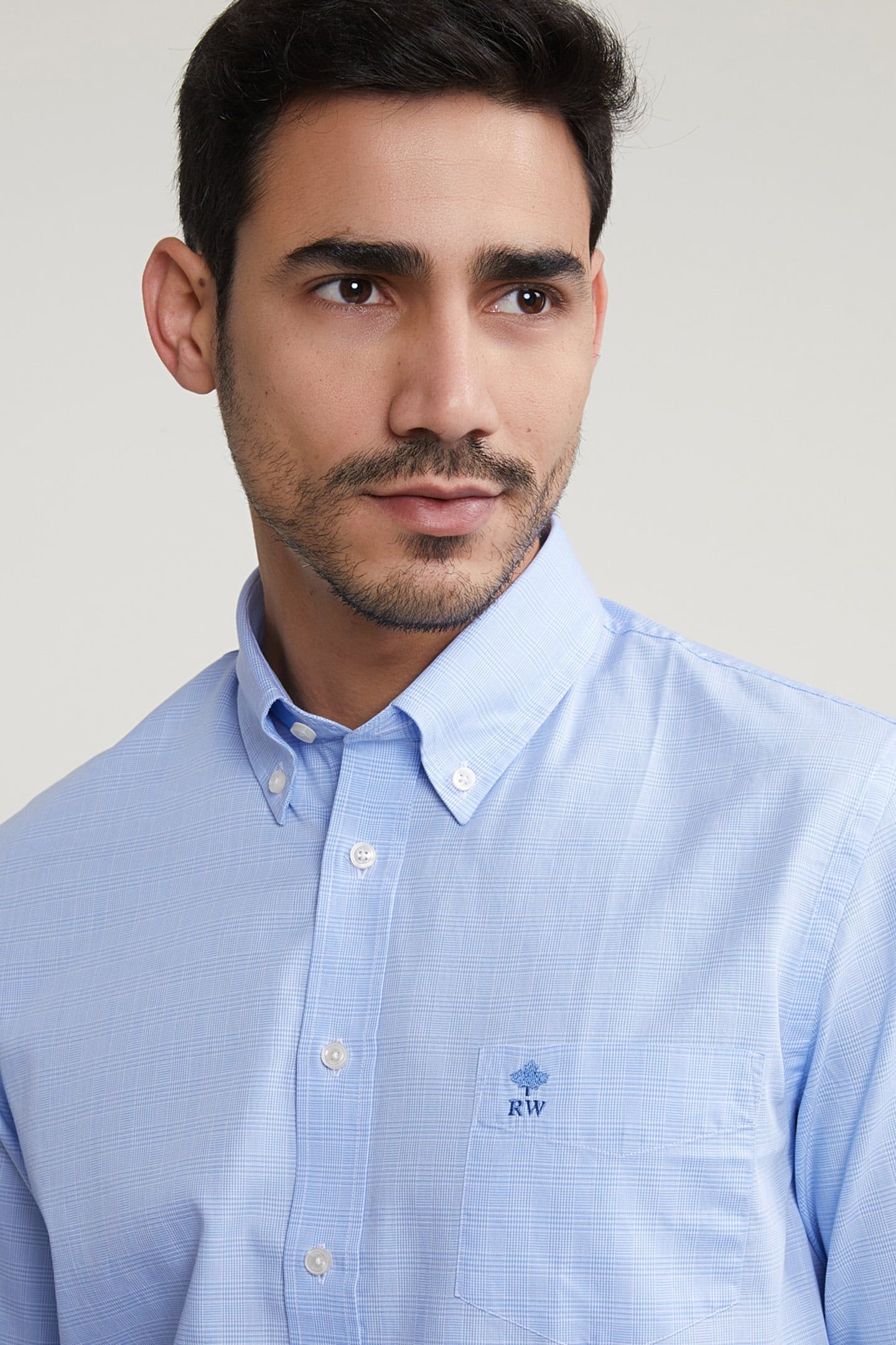 REGULAR FIT CHECKED SHIRT WITH POCKET BLUE/WHITE 3