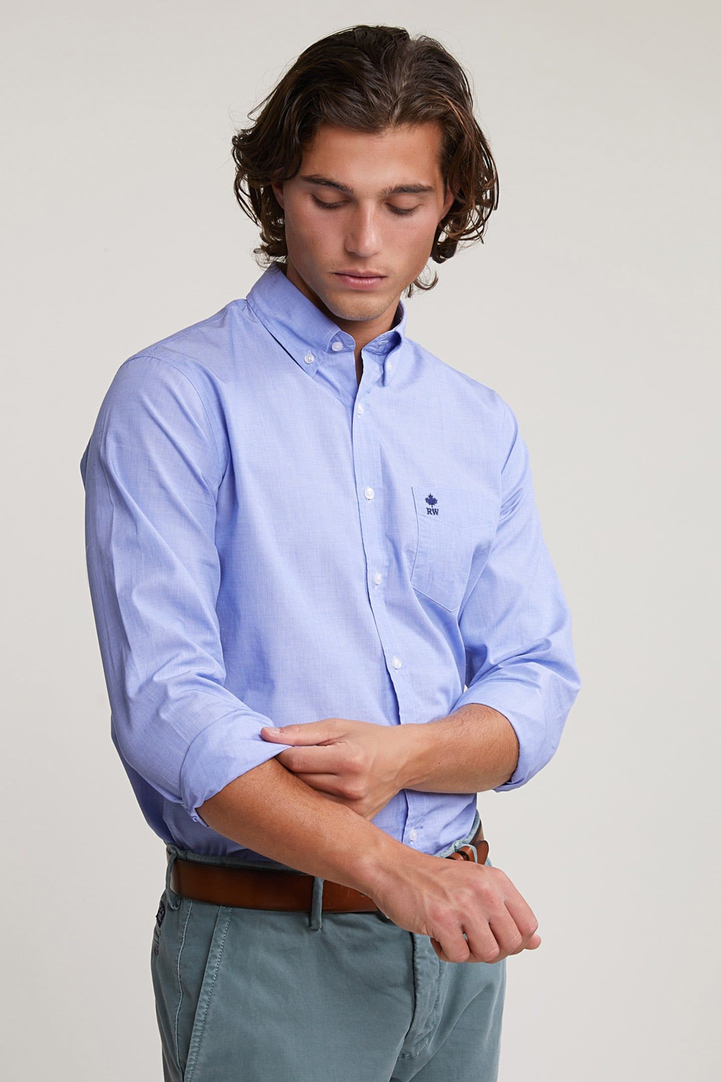 CUSTOM FIT SHIRT WITH POCKET BLUE 1