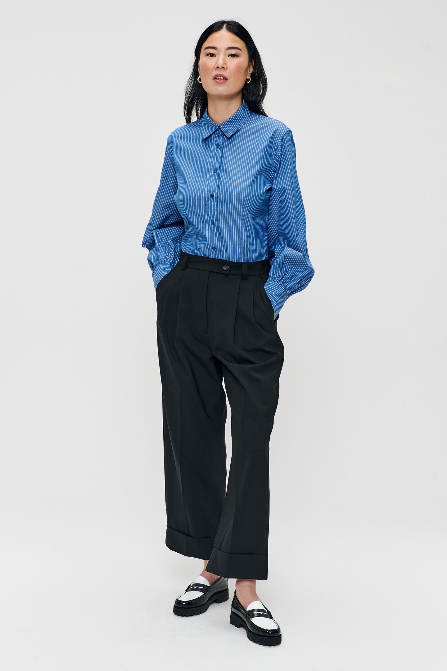 FITTED PUFF SLEEVE SHIRT OCEAN BLUE 5