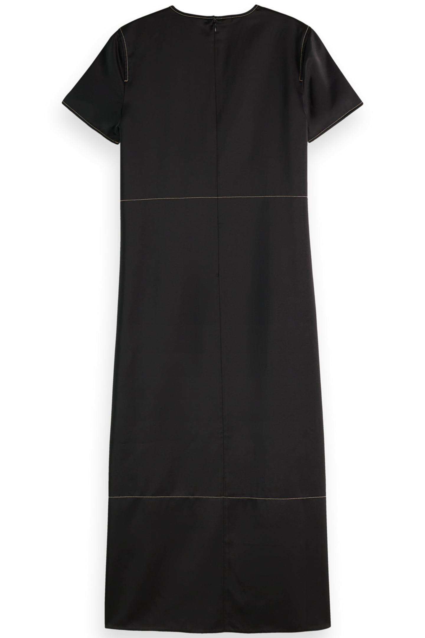 CONTRAST STITCHING SATIN DRESS EVENING BLACK 2