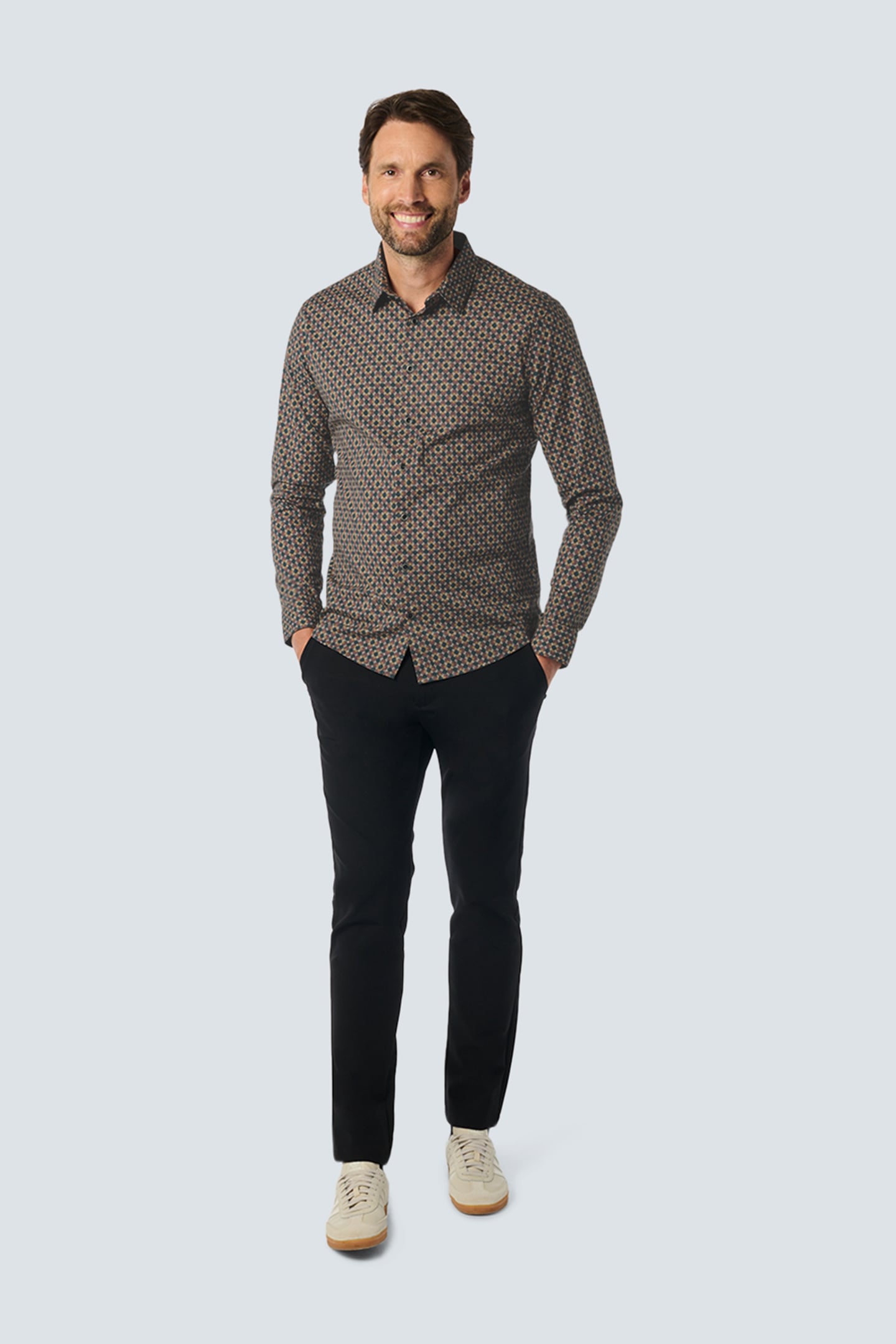 SHIRT STRETCH ALLOVER PRINTED AUBERGINE 3